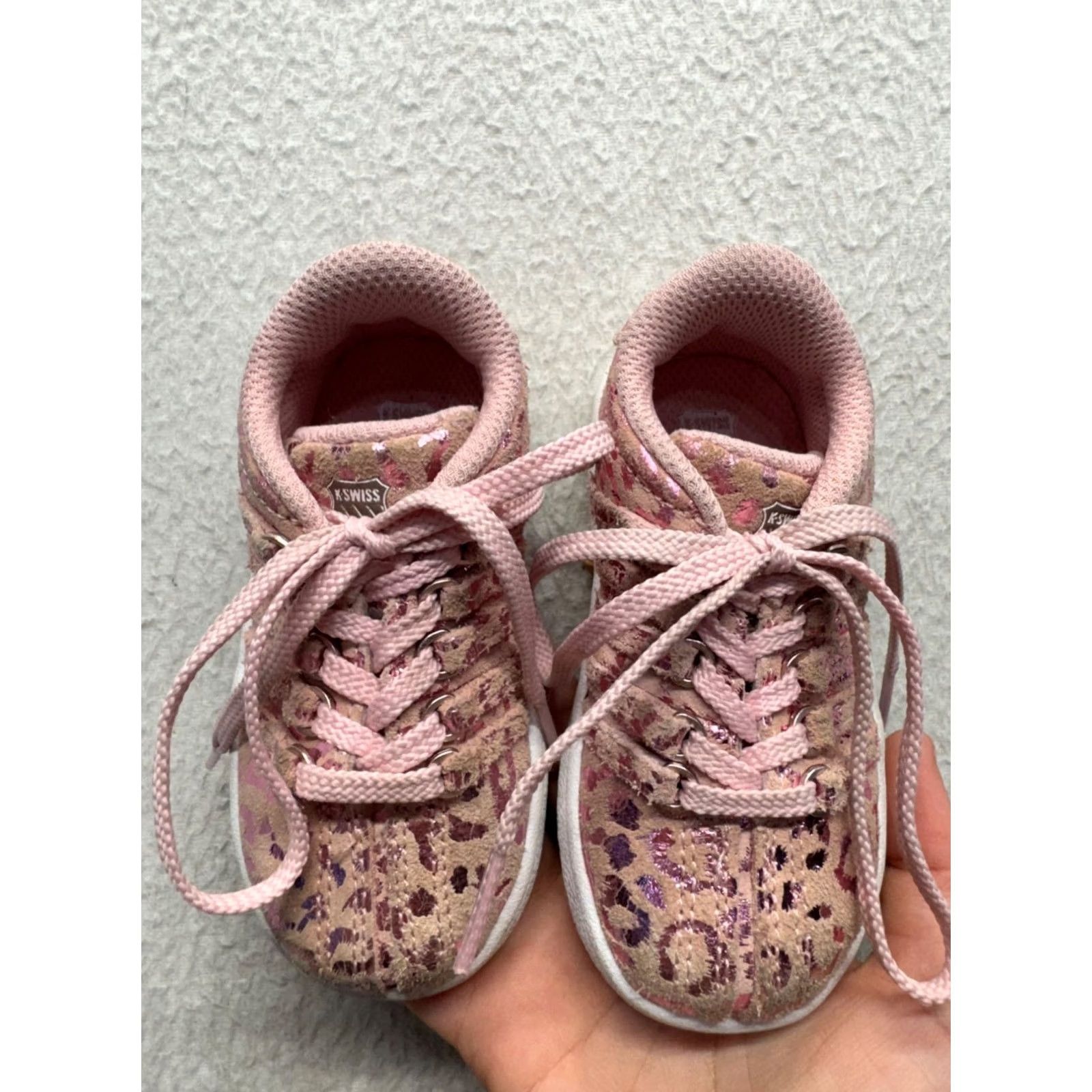 Pinko K Swiss Infant Pink Metallic Leopard Print Low Top Sneakers #9643 Size M / US 6-8 / IT 42-44 - 3 Thumbnail