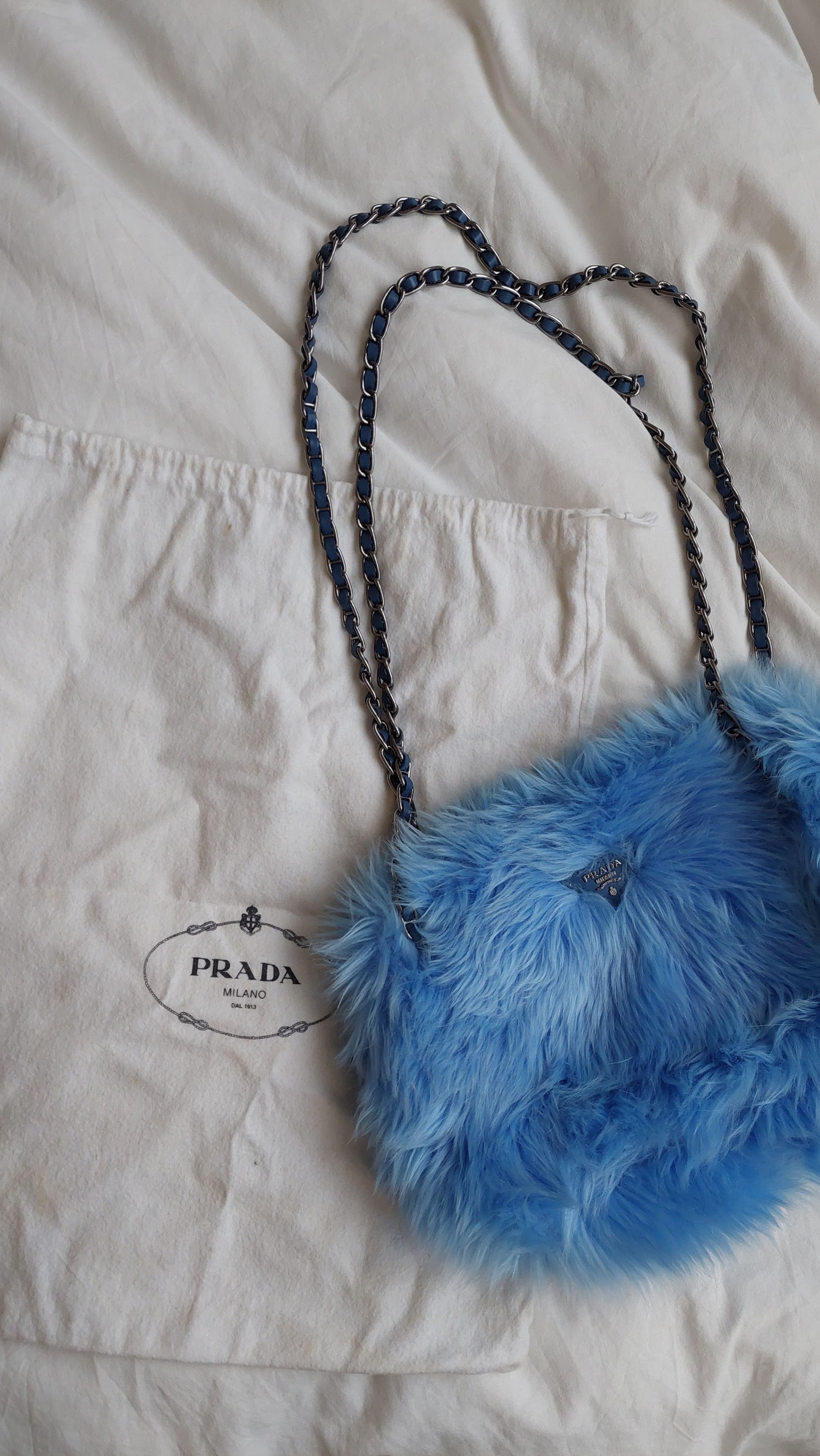 Prada Vintage faux fur blue chain bag Size ONE SIZE - 7 Thumbnail