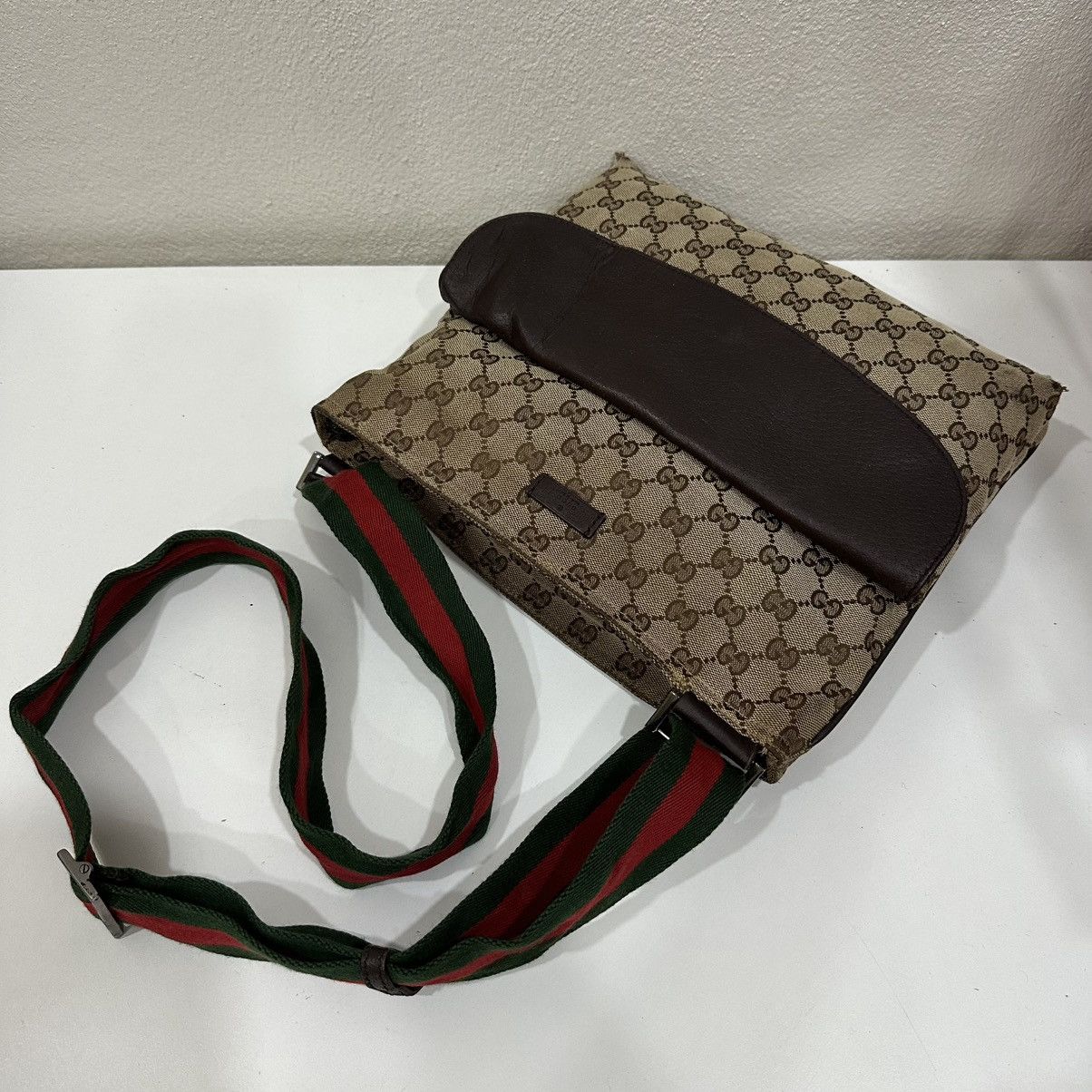 Gucci ‼️LD‼️GUCCI GG CANVAS WEB MESENGGER BAG LEATHER FLAP POCKET 3 Size ONE SIZE - 3 Thumbnail