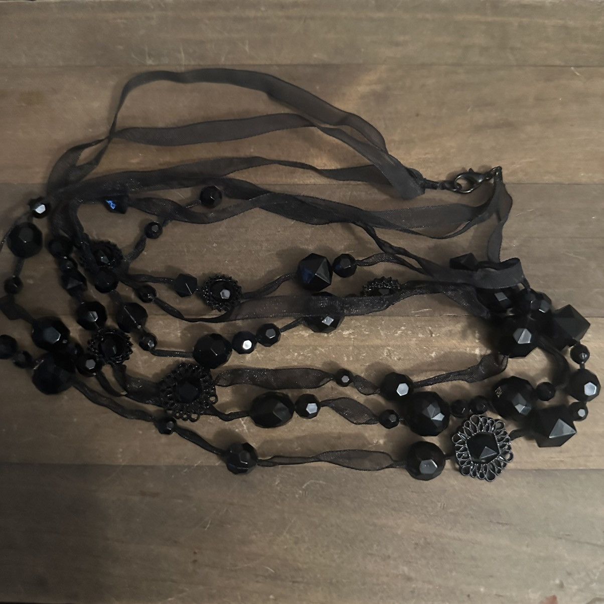 Other Long multi strand black ribbon station bead necklace Size ONE SIZE - 2 Thumbnail