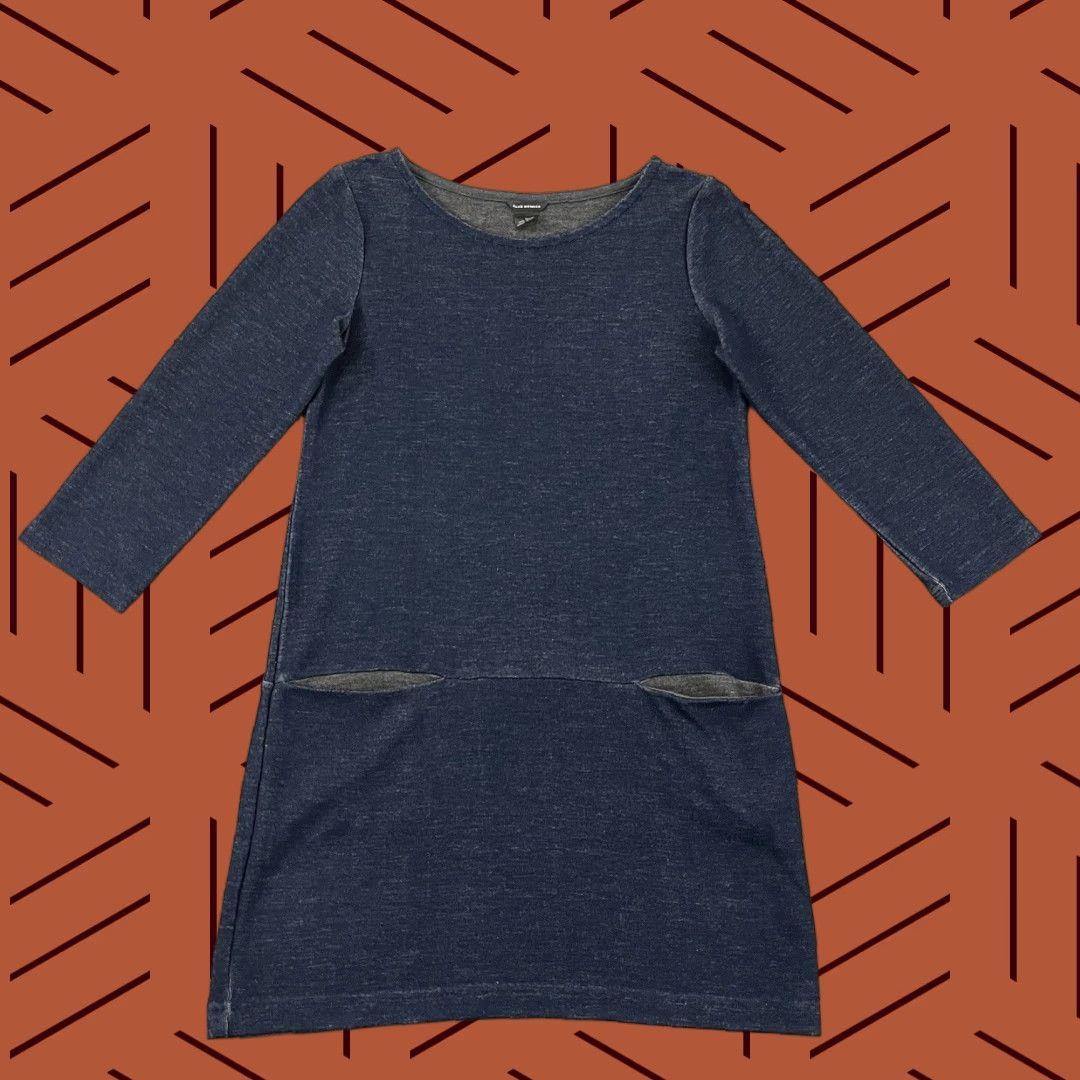 Club Monaco Club Monaco Dress Womens Size 4 Navy Blue 32" Shift Pockets 3/4 Sleeve 6% Wool Size S / US 4 / IT 40 - 1 Thumbnail