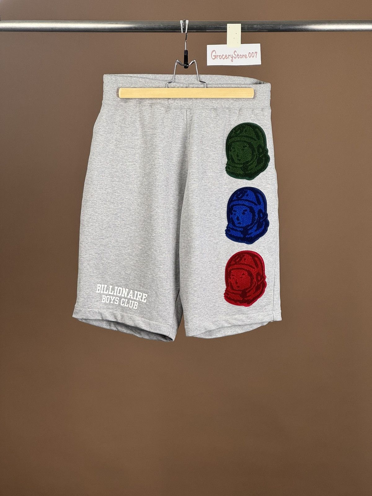 image of Billionaire Boys Club Patches Logo Sweat Short M in Grey, Men's (Size 32)