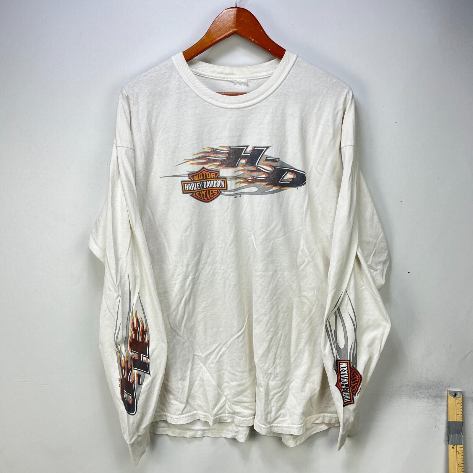 Harley Davidson Vintage Harley Davidson Flames Long Sleeve White T Shirt 2XL Size US XXL / EU 58 / 5 - 1 Thumbnail