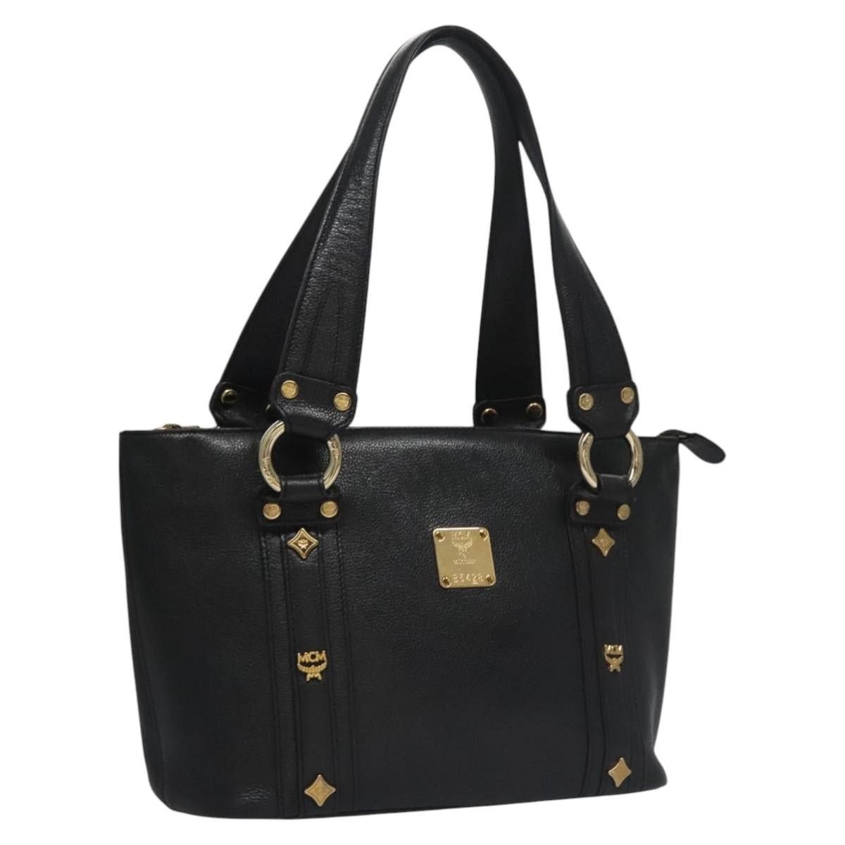 MCM MCM Tote Bag Leather Black Gold | Grailed