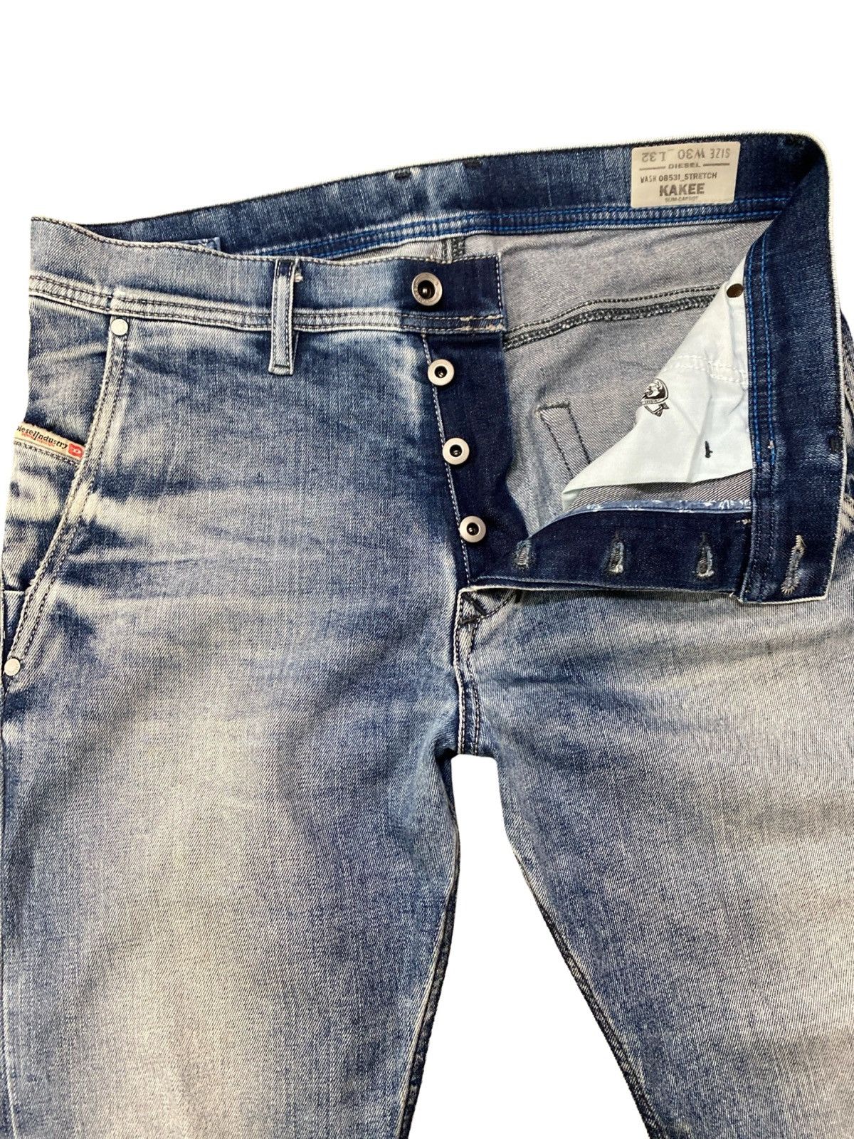 Diesel Light Wash Slim Carrot Distressed Denim
