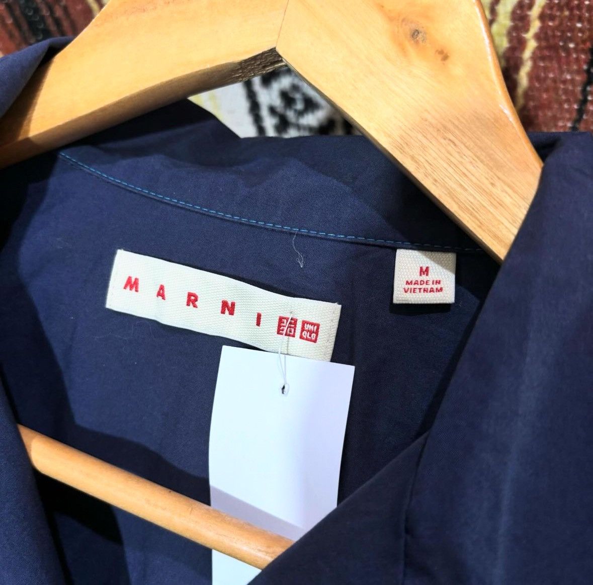 Japanese Brand × Marni Marni x Uniqlo Oversized Open Collar Shirt Navy Blue Size US M / EU 48-50 / 2 - 3 Thumbnail