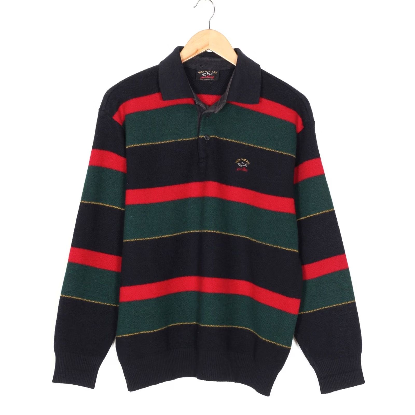 Paul & Shark PAUL & SHARK Yachting Vintage Wool Jumper Pullover Men L Multicoloured Knit Striped Collared Wool Classic Designer Vintage Mens Jump er Size US L / EU 52-54 / 3 - 2 Thumbnail