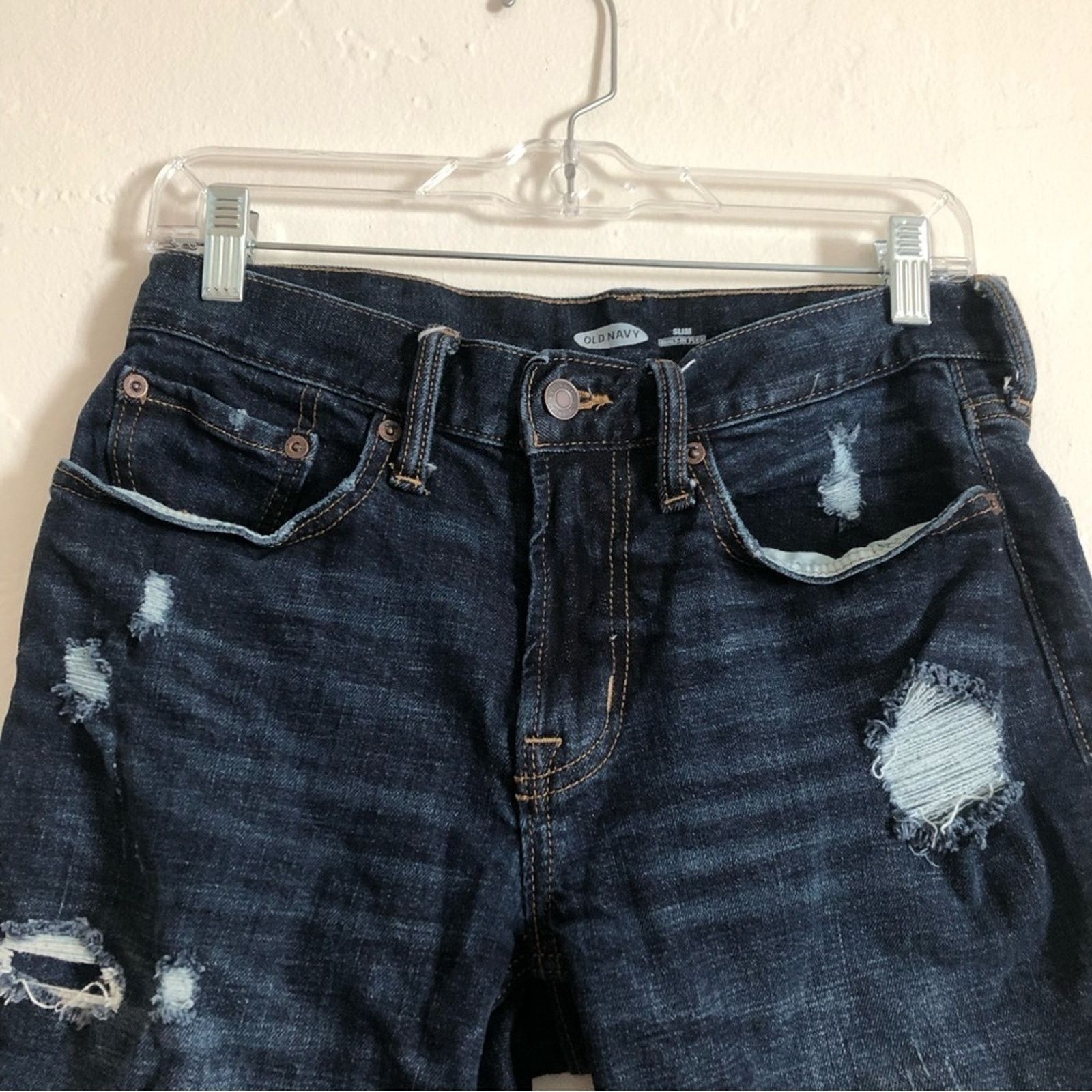 Old Navy Old Navy Slim Flex Dark Blue Denim Bermuda Jean Shorts Size 29" - 3 Thumbnail