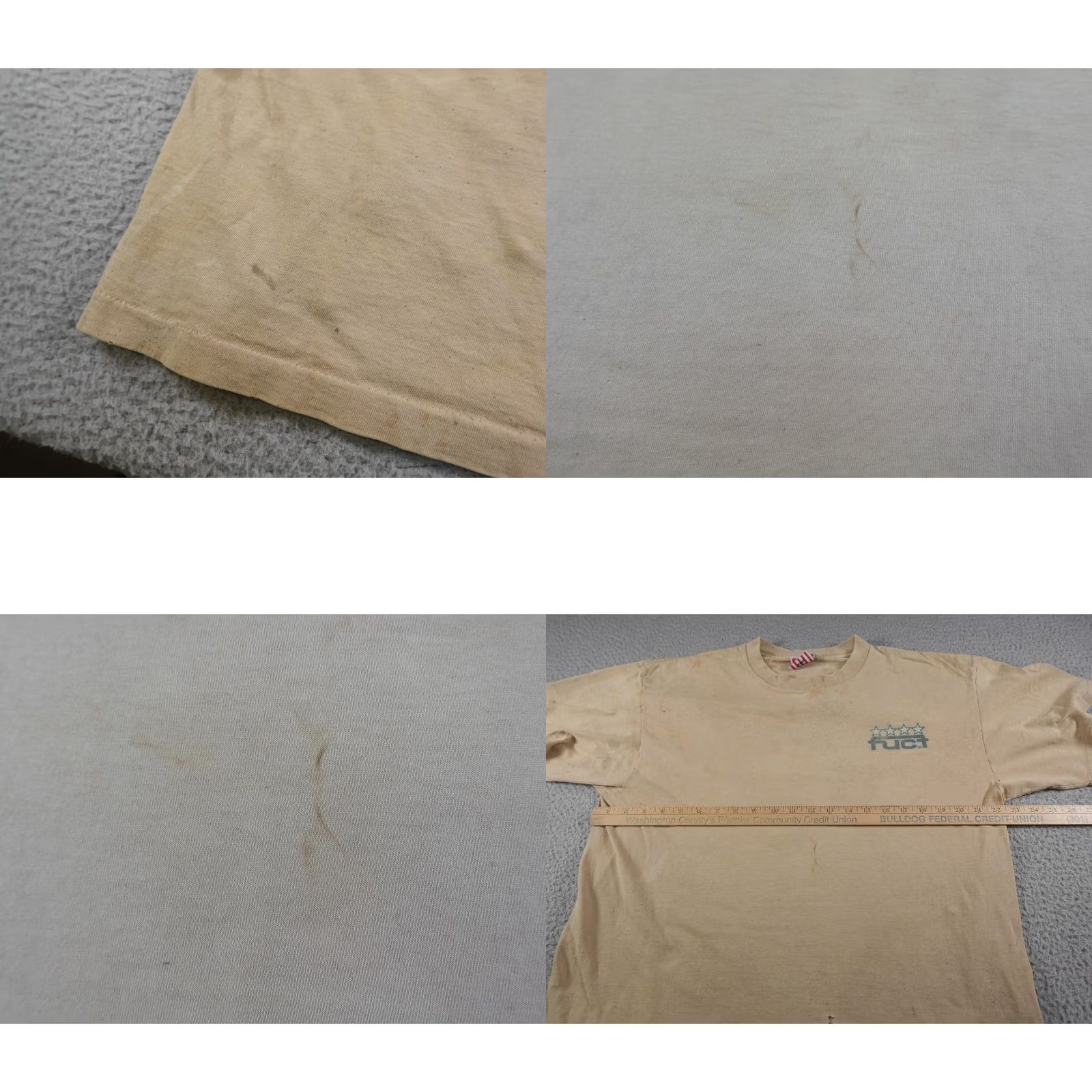 FUCT VINTAGE Fuct Shirt Mens XL Beige Crew Neck Short Sleeve Graphic Print Distressed 90s Skatewear Men Size US XL / EU 56 / 4 - 9 Thumbnail