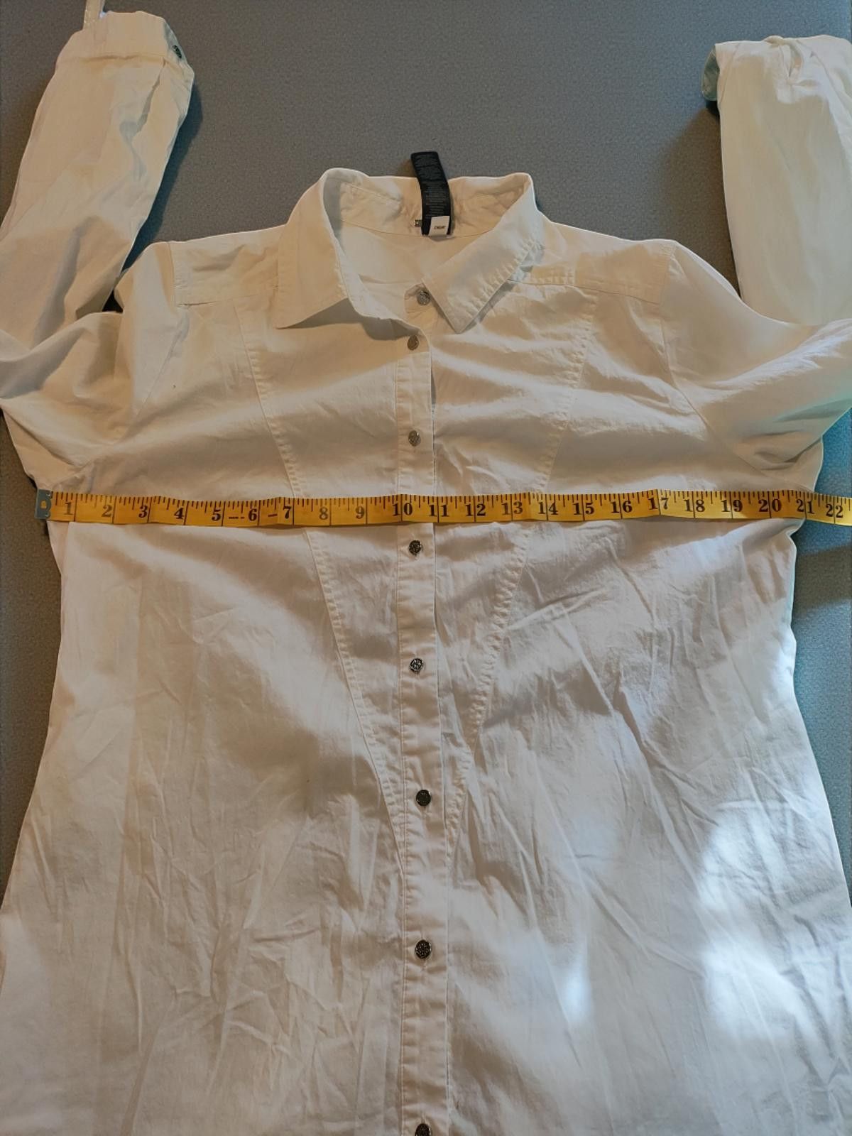 Other Black Label by Chico's White Long Sleeve Button-Up Blouse, 1 Size M / US 6-8 / IT 42-44 - 6 Thumbnail