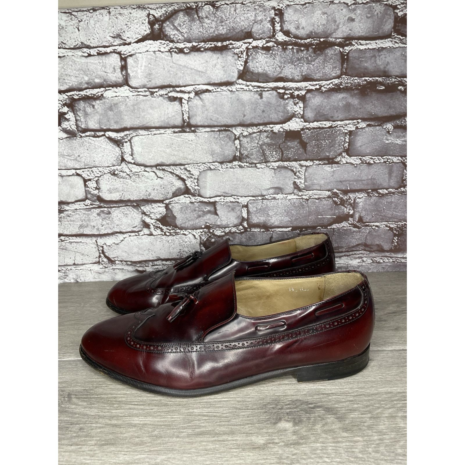 Nordstrom Nordstrom Burgundy Leather Wingtip Tassel Loafers Dress Shoe Size US 14 / EU 47 - 20 Thumbnail