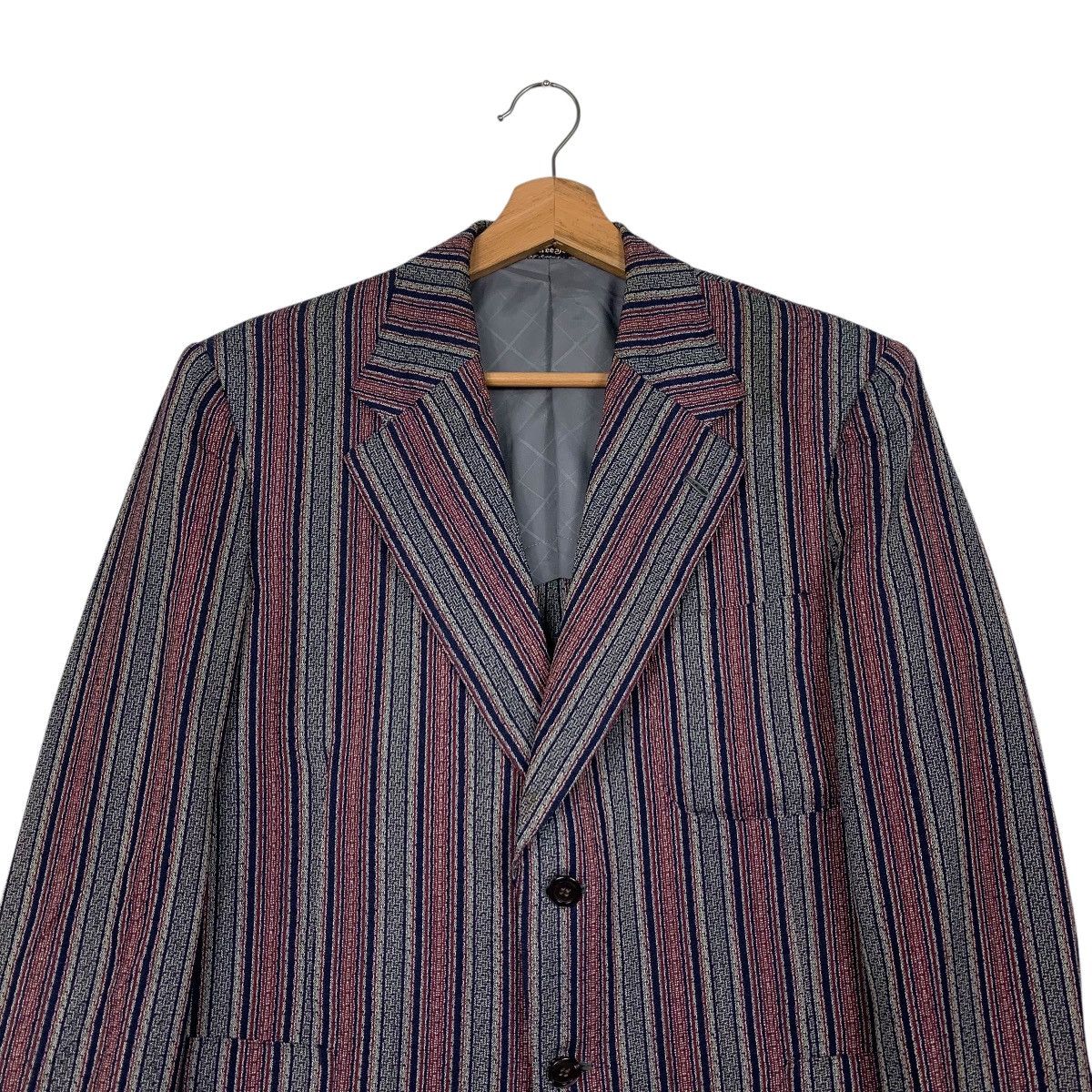 Vintage THREE JET Wool Striped Tailored Jacket Blazer #2879-C130 Size 42R - 2 Thumbnail