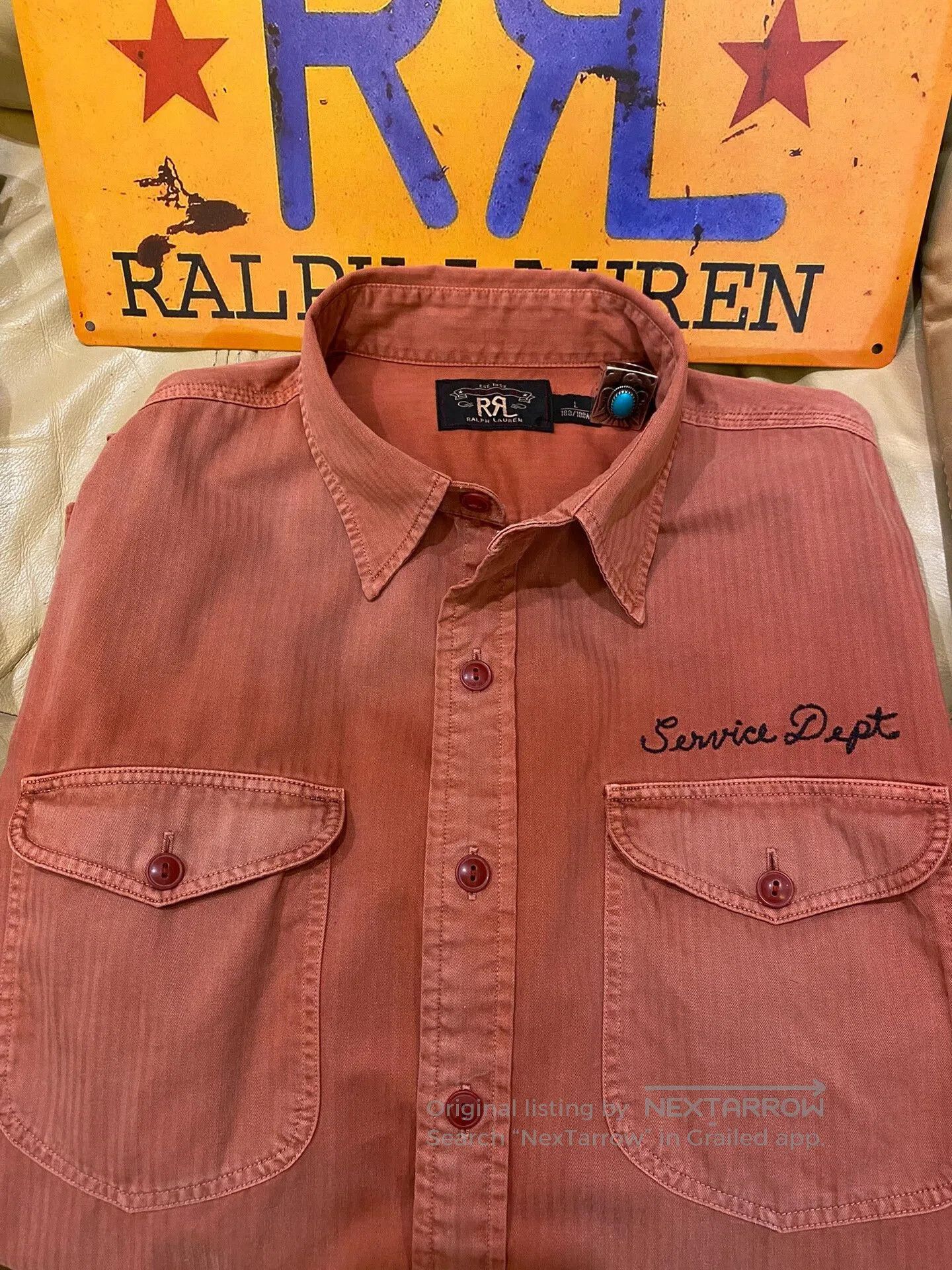RRL Ralph Lauren Vintage RRL Service Dept Short Sleeve Shirt. Size US L / EU 52-54 / 3 - 6 Thumbnail