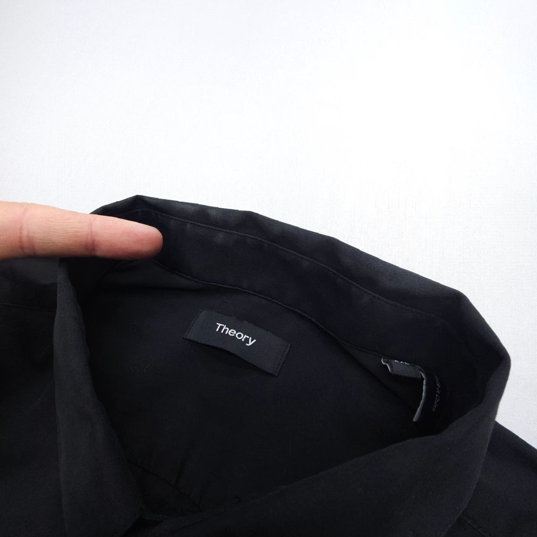 Theory Theory Dress Shirt Mens 2XL Solid Black Cotton Blend Long Sleeve Shirt Slim Button Cuff Barrell Collared Knit N/A Vintage No Size 48R - 5 Thumbnail