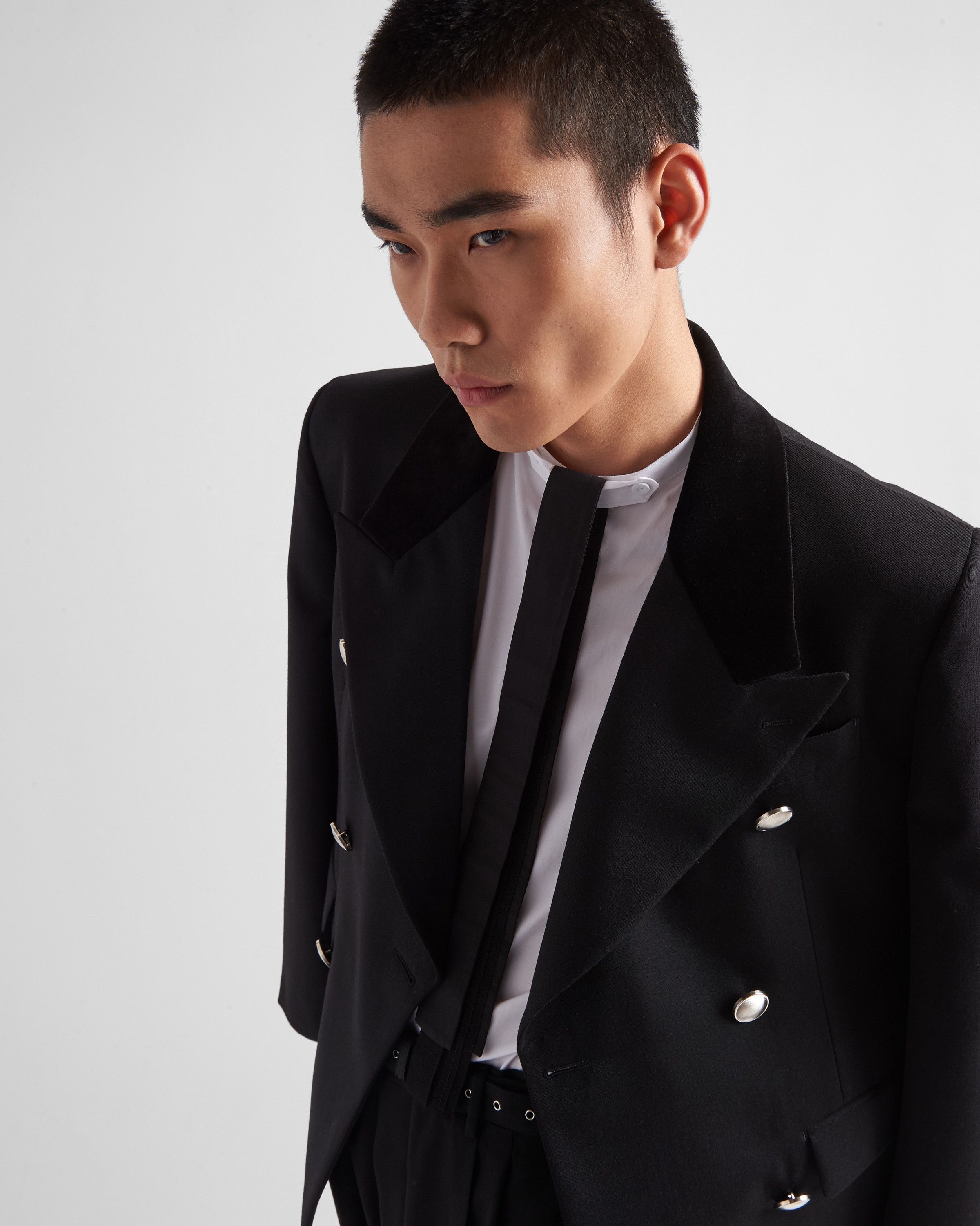 Prada o1bcso1str1025 Double-Breasted Wool Jacket in Black Size US M / EU 48-50 / 2 - 3 Thumbnail