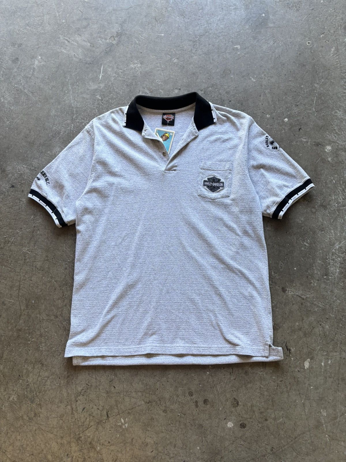 Harley Davidson Vintage Harley Davidson Gray Polo Size US L / EU 52-54 / 3 - 1 Thumbnail