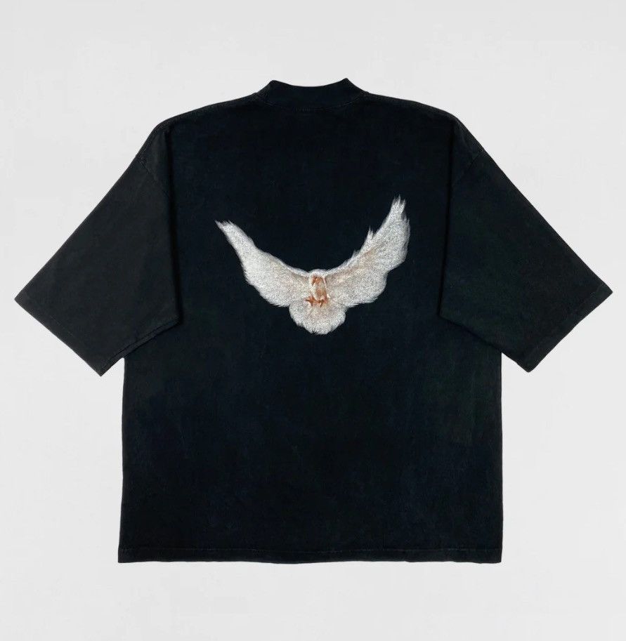 image of Yeezy Gap Balenciaga Quarter Sleeve Dove Tee Washed Black, Men's (Size 2XL)