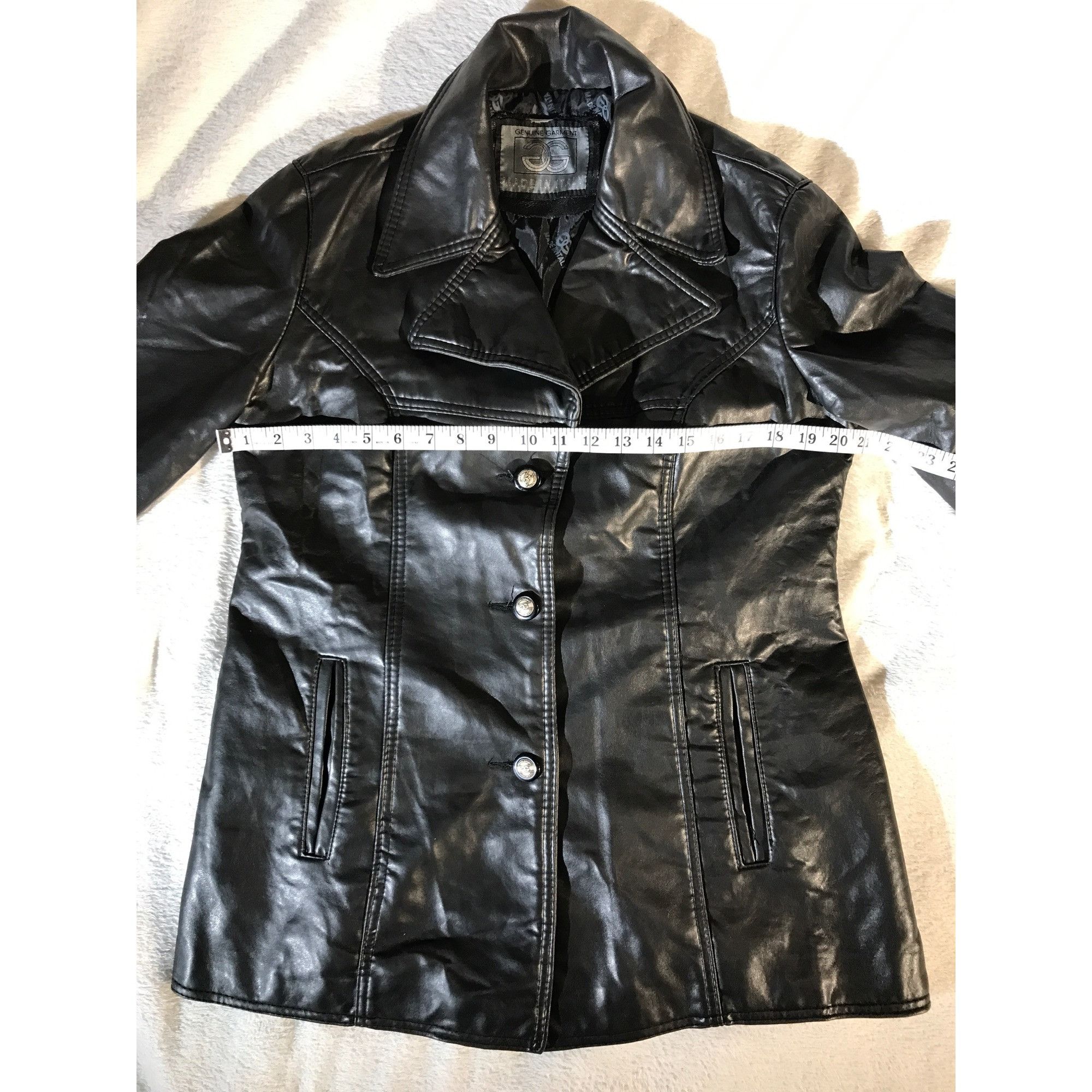 Vintage GG Genuine Garment Women's Blacks Button Leather Coat Size L / US 10 / IT 46 - 8 Thumbnail