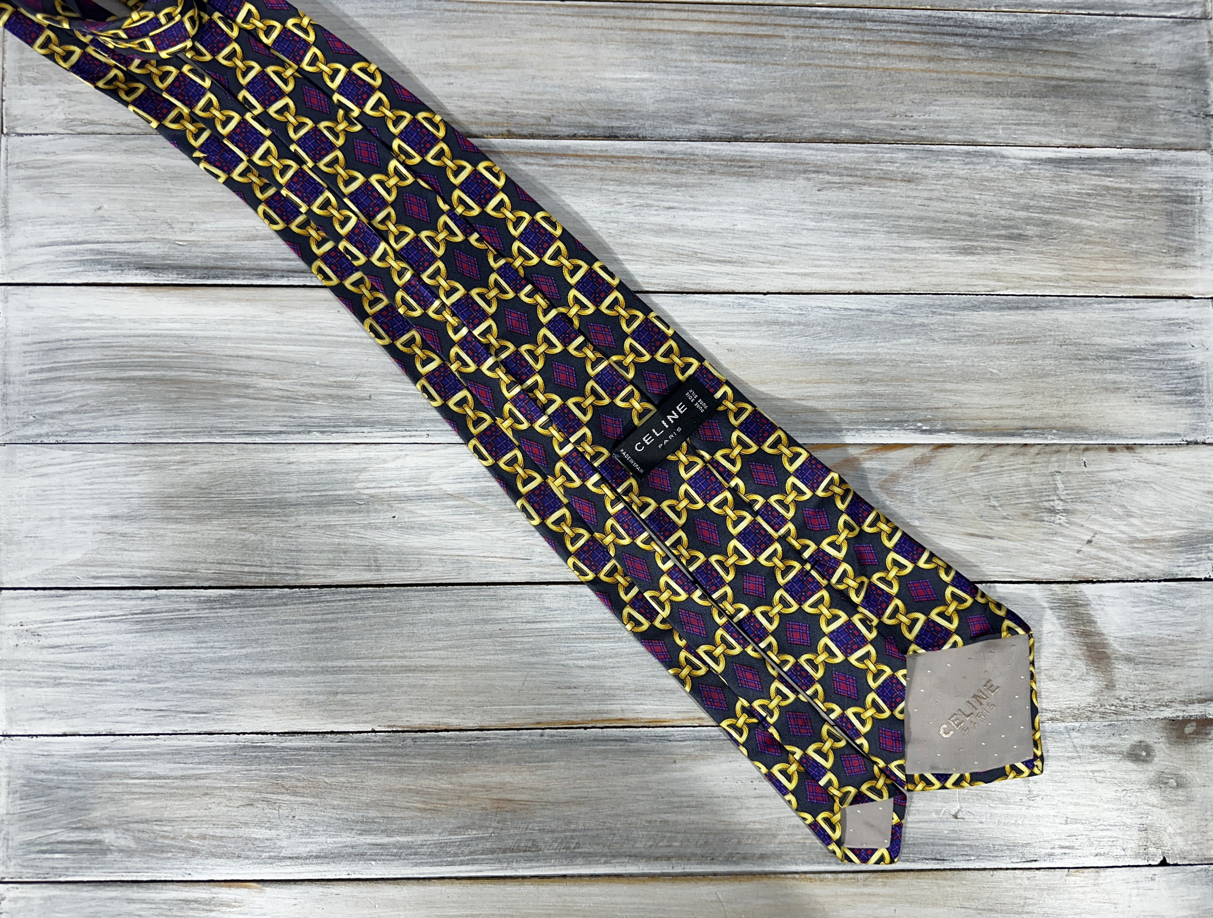 Celine CELINE Paris Silk Tie Handmade Chain Theme Made In Spain Size ONE SIZE - 4 Thumbnail
