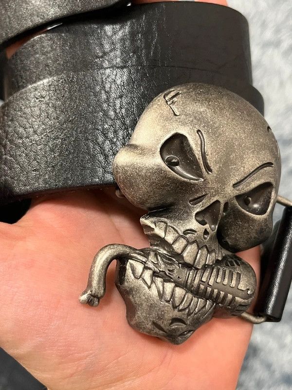 Affliction Skull Belt Leather Swag Size 36 - 12 Thumbnail