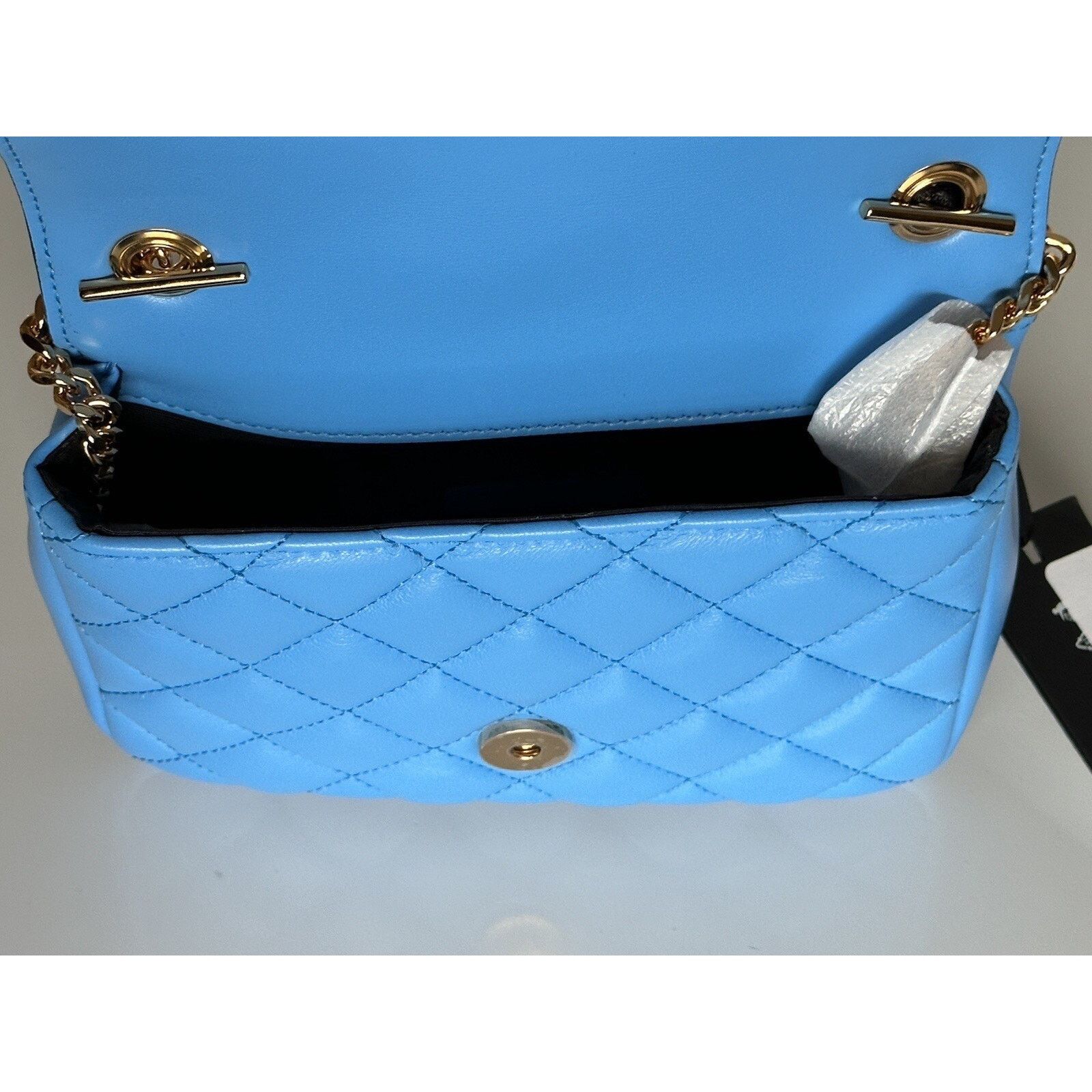 Versace Versace Quilted Leather Blue Small Shoulder Bag DBFI163S Size ONE SIZE - 15 Thumbnail