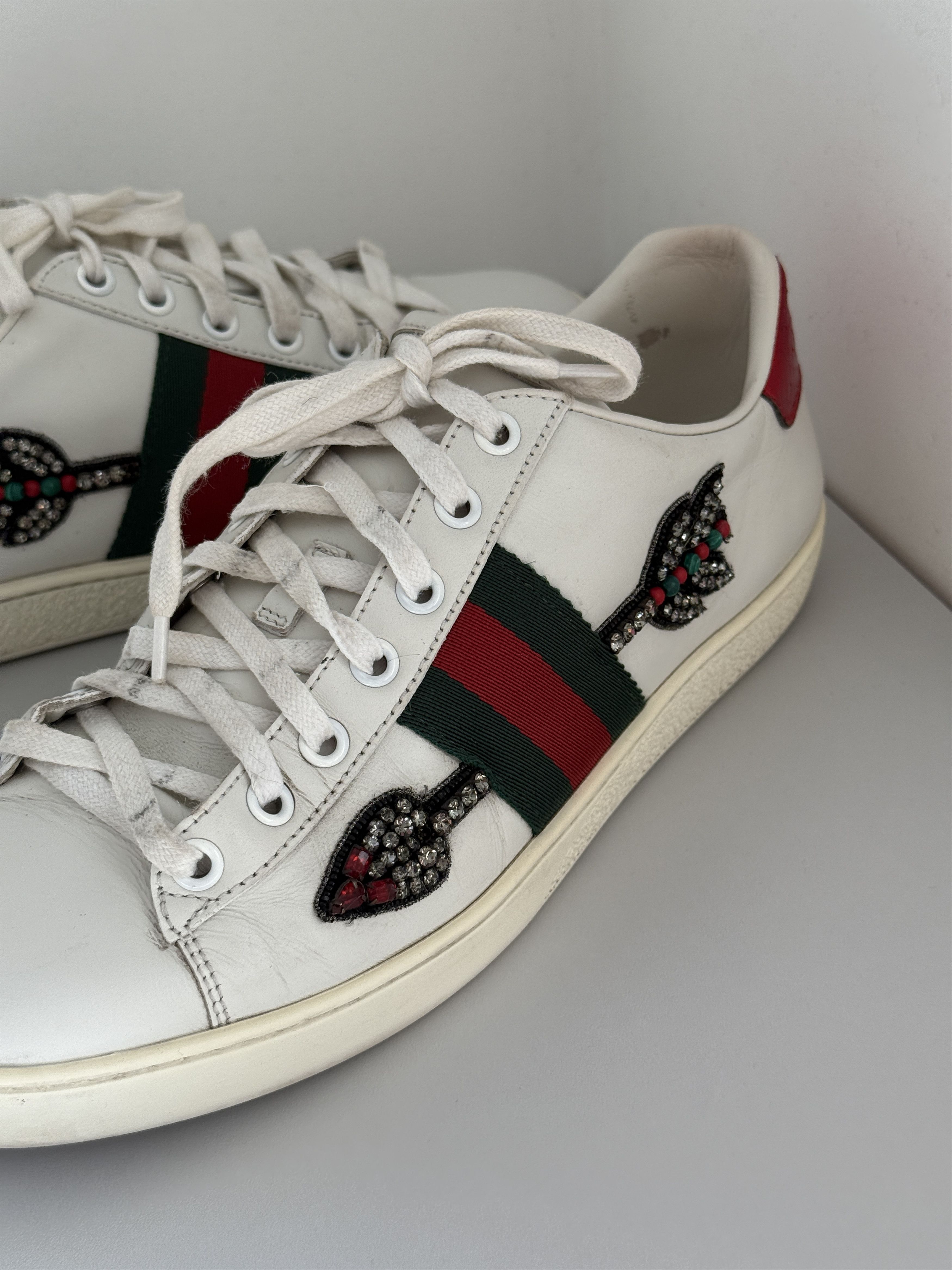 Gucci GUCCI Ace Arrow White Leather Sneakers Size US 8 / IT 38 - 13 Thumbnail