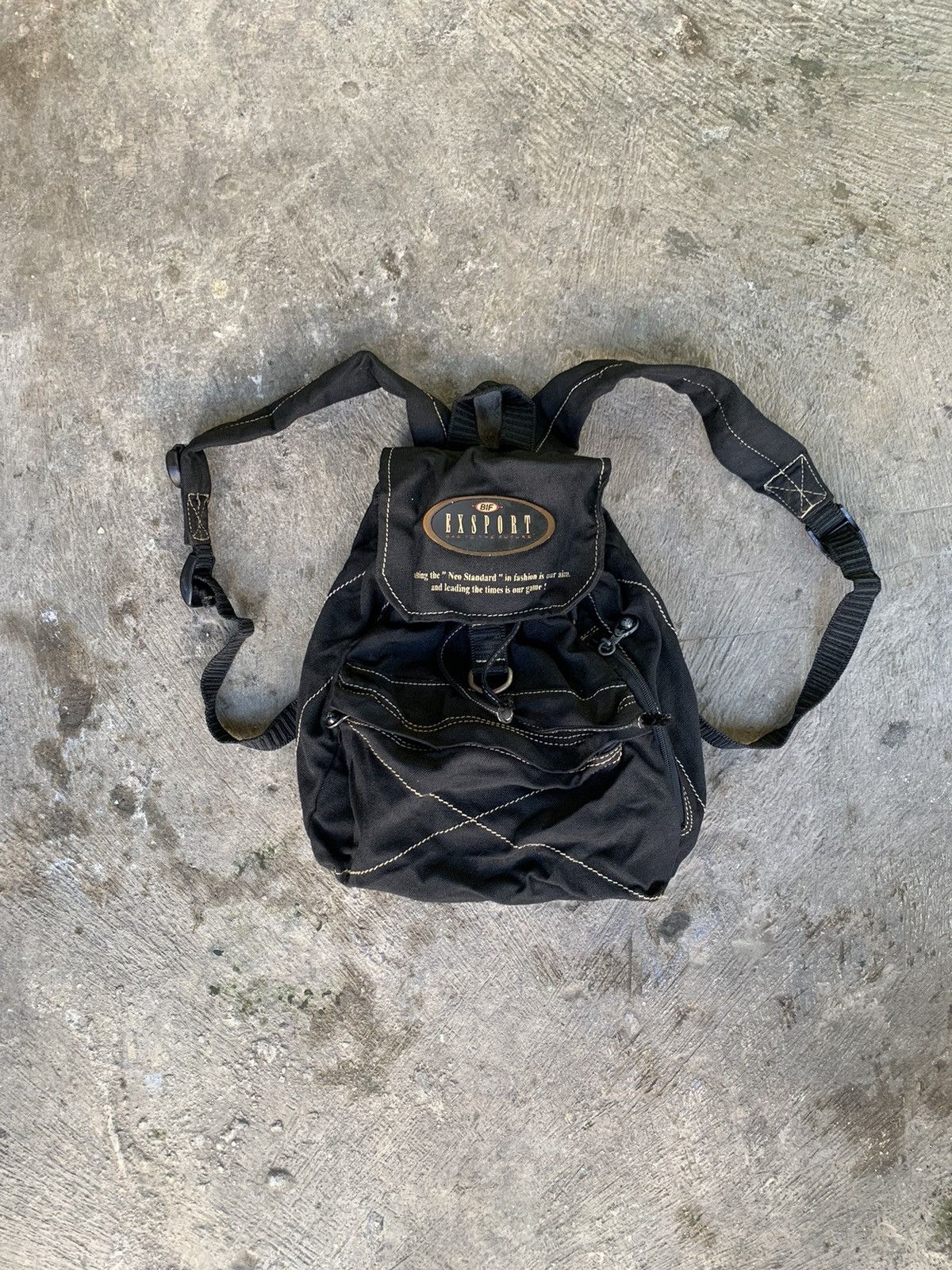 20471120 Vintage Exsport Rucsack Canvas Black Backpack Size ONE SIZE - 1 Thumbnail