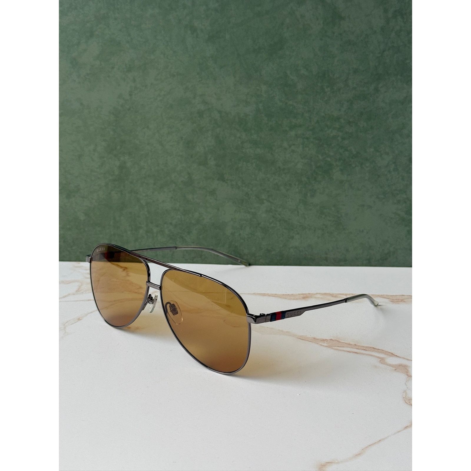 Gucci NEW Gucci GG1677S Silver Yellow Tint Lens Aviator Sunglasses Size ONE SIZE - 3 Thumbnail