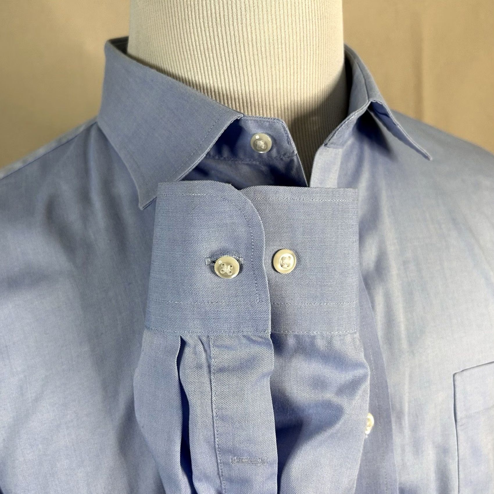 Nordstrom Nordstrom 17.5 34/35 Trim Fit Non Iron Oxford Cloth Dress Shirt Blue 100% Cotton Shirt Men Slim Casual Business Dress Shirt Size 48R - 4 Thumbnail