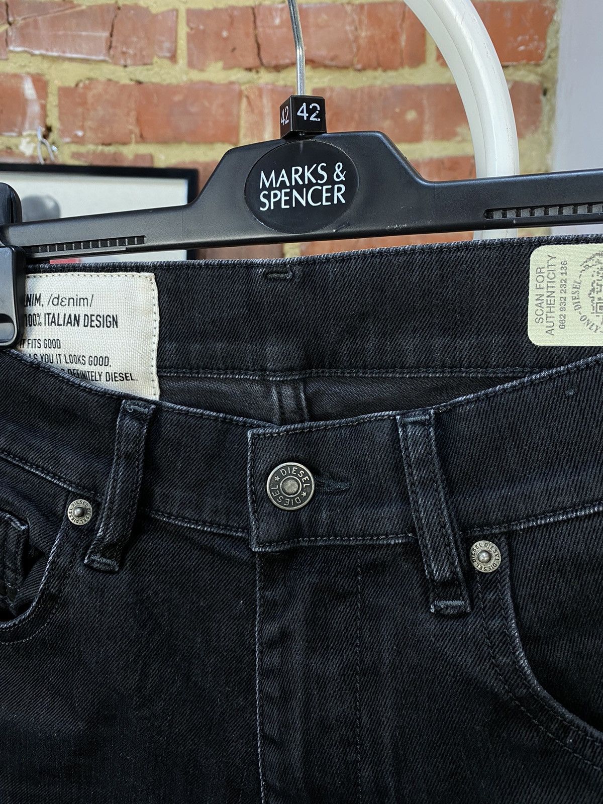 Diesel Diesel D-Strukt Tapered Stretch Black Jeans Size US 30 / EU 46 - 4 Thumbnail