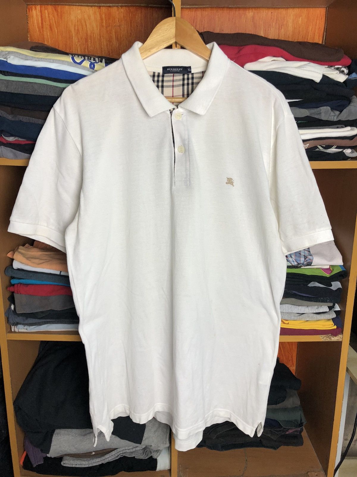 Burberry Vintage Burberry White Polo Shirt Size US XL / EU 56 / 4 - 1 Thumbnail