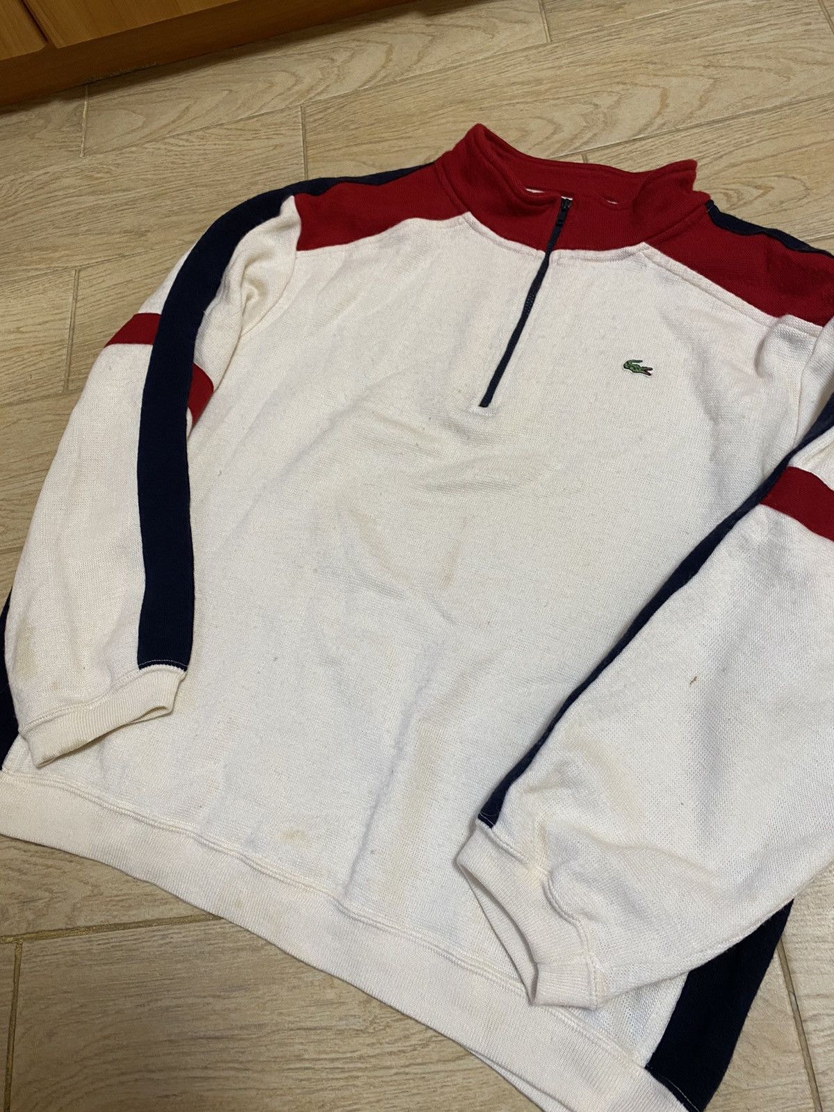 Japanese Brand × Lacoste Vintage Lacoste distressed sweater Size US XL / EU 56 / 4 - 3 Thumbnail