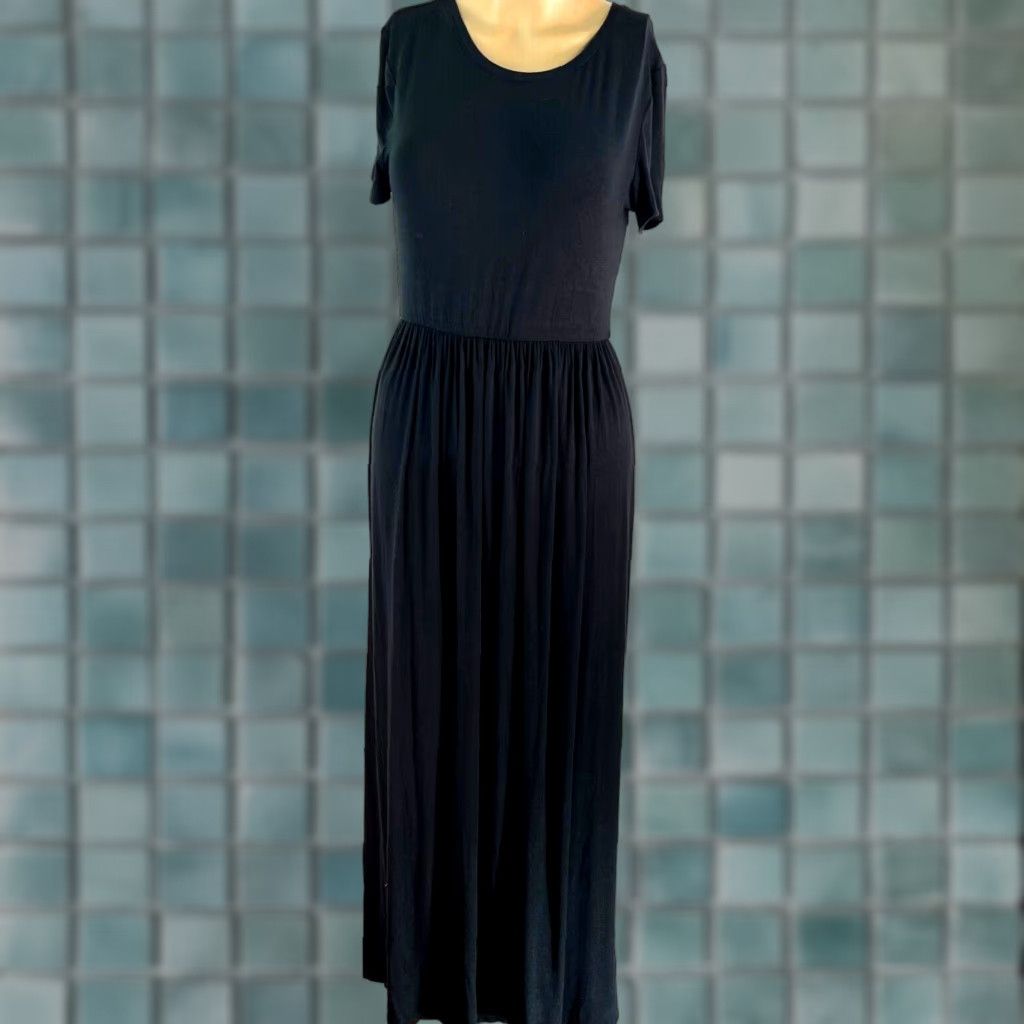 Essentials Amazon Essentials Women's Short Sleeves Black Maxi Dress XS Size 26" / US 2 / IT 38 - 1 Thumbnail