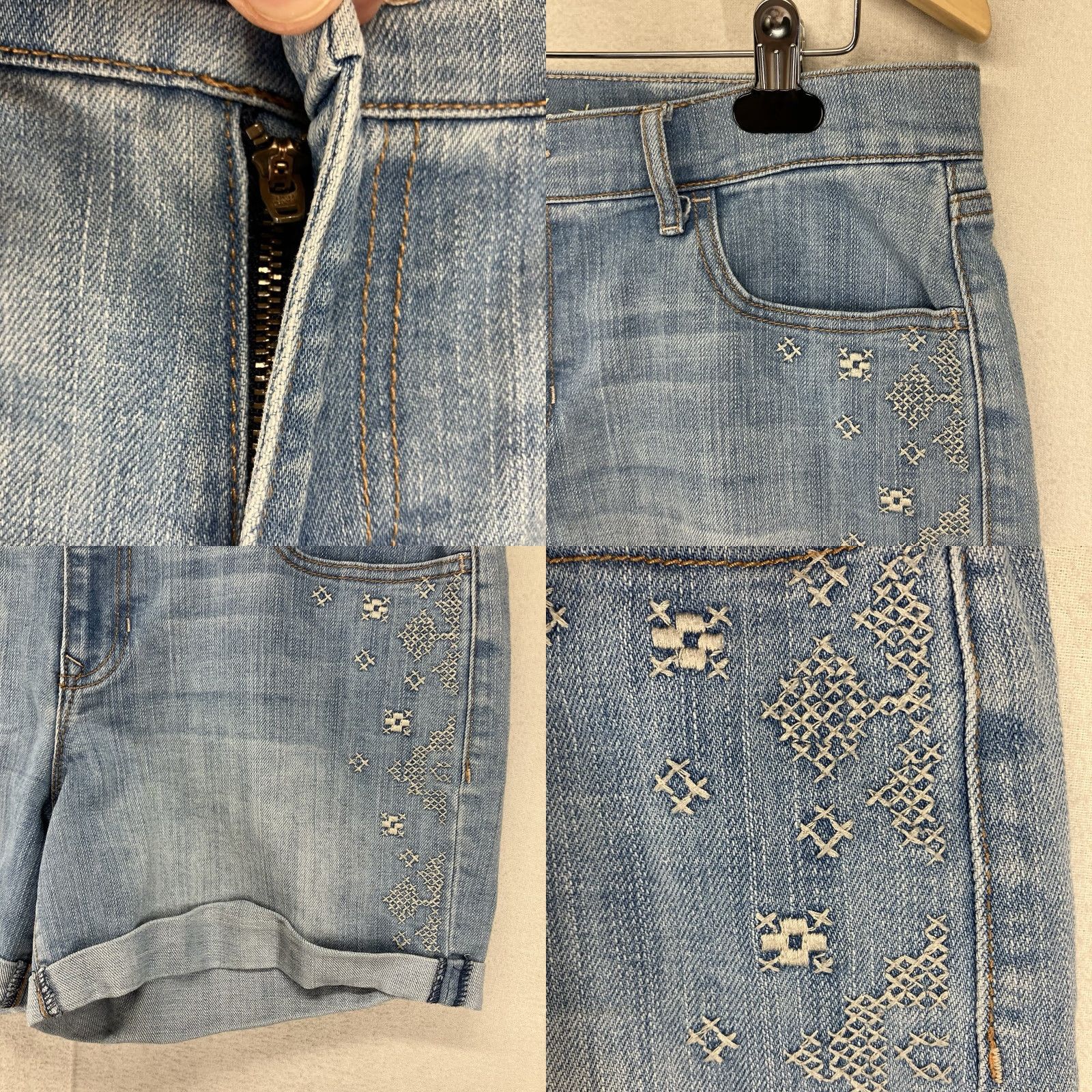 Old Navy Old Navy Women's 90s Sweetheart Jean Shorts Size 12 Mid Rise Cuffed Embroidered Blue 4-Inseam Size 34" / US 12 / IT 48 - 8 Thumbnail