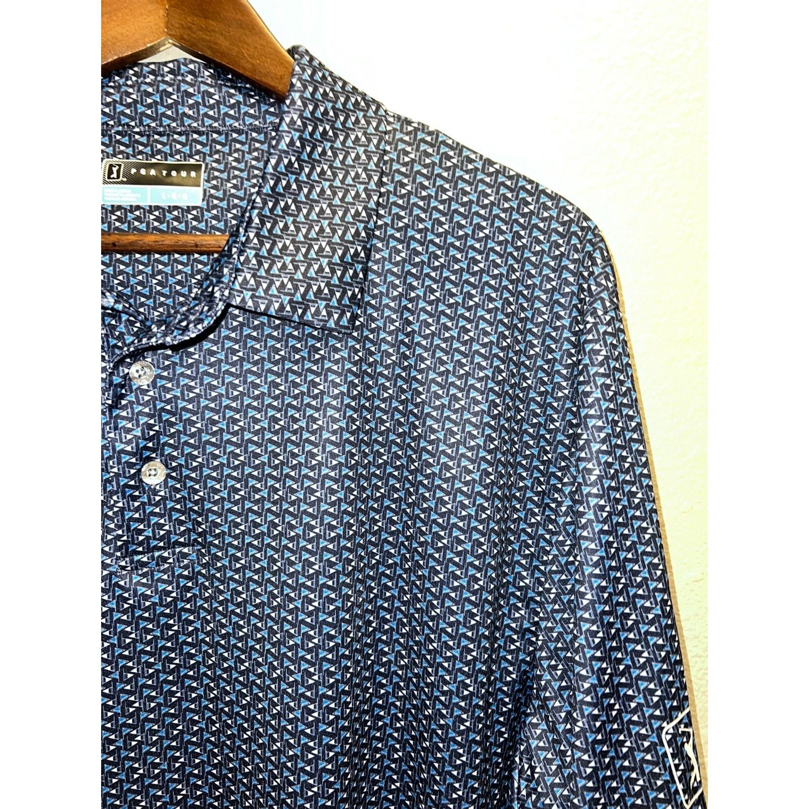 PGA Tour PGA Tour Golf Polo Shirt Geometric Flag Blue Black AOP Large Size US L / EU 52-54 / 3 - 4 Thumbnail