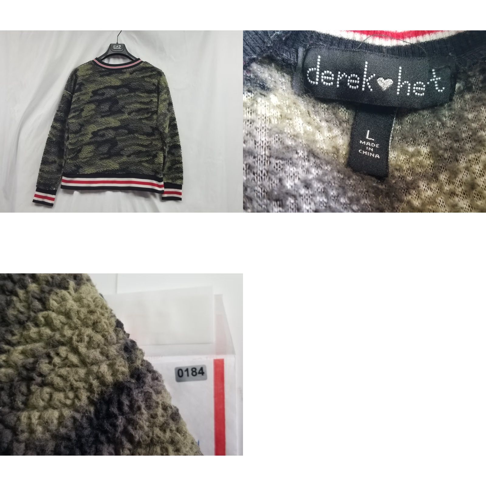 Vintage Derek Heart Women's Pullover Sweatshirt Camouflage Sherpa Fuzzy Green Crewneck L Regular Size L / US 10 / IT 46 - 8 Thumbnail