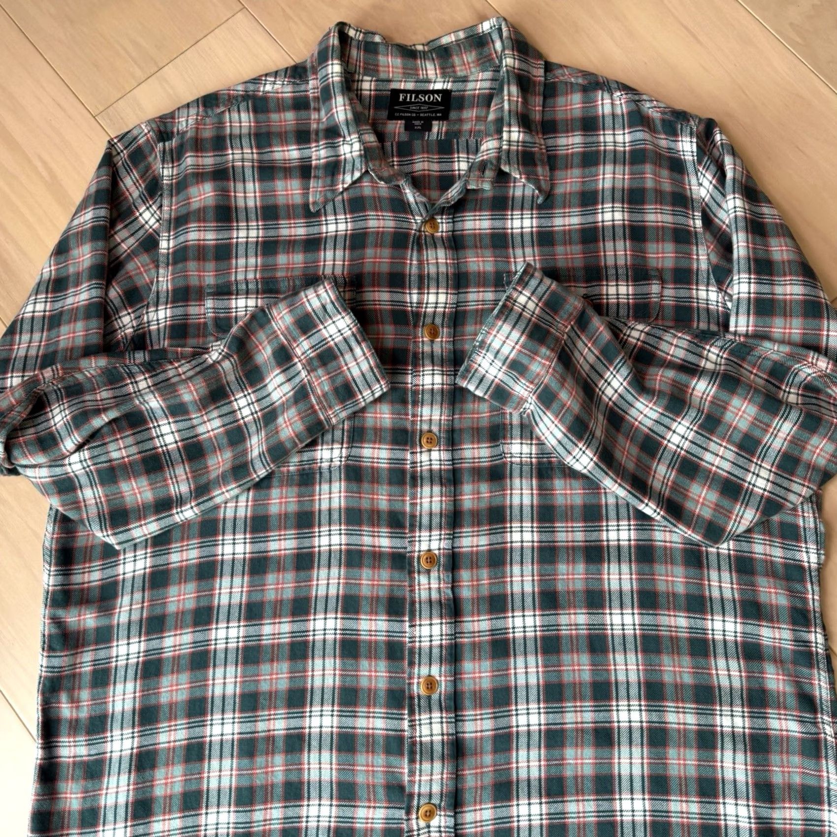 Filson Filson Scout Shirt 2XL Green Multicolor Cotton Flannel Workwear Mens Size US XXL / EU 58 / 5 - 5 Thumbnail
