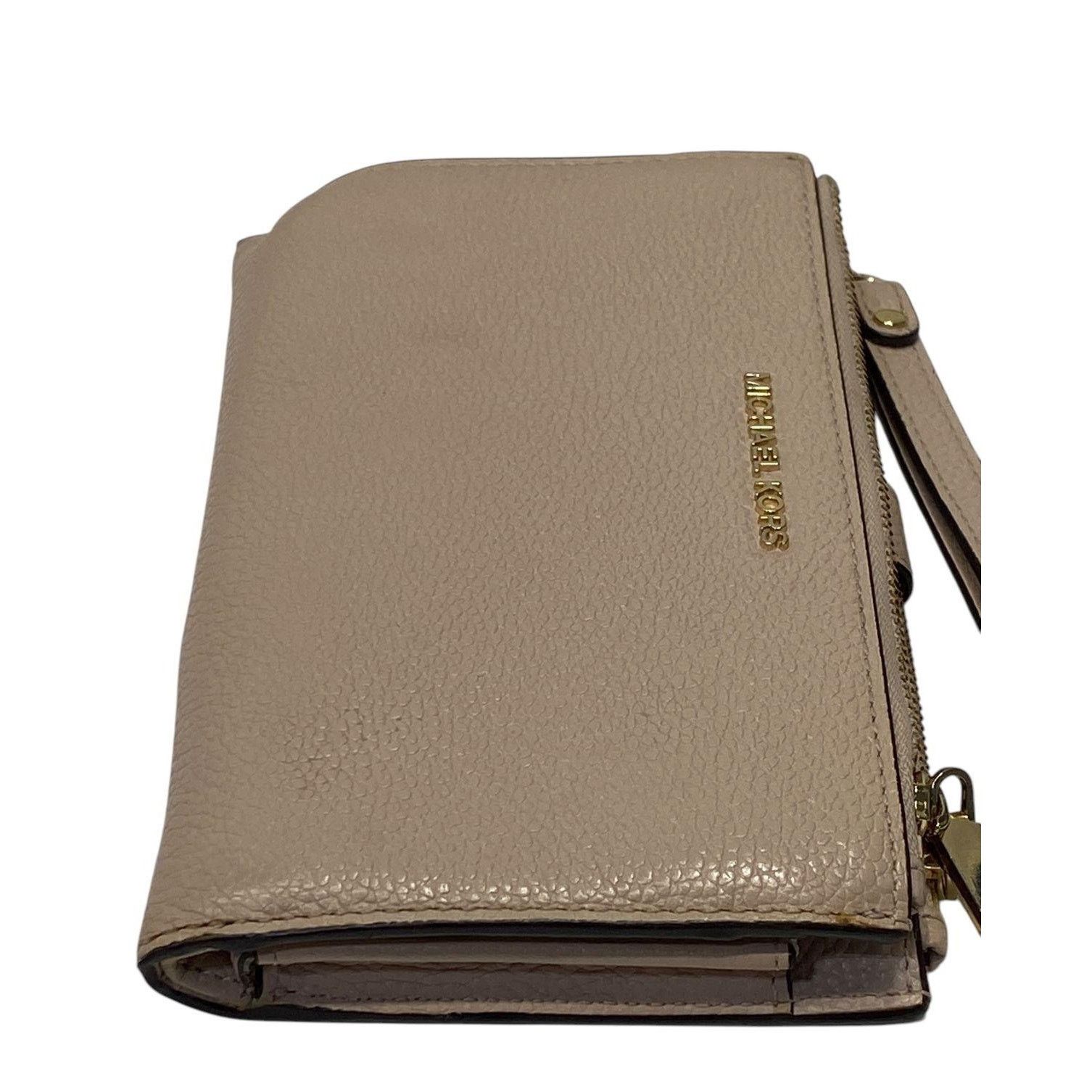 Michael Kors Michael Kors wallet double zip pebbled leather wristlet tan Size ONE SIZE - 2 Thumbnail