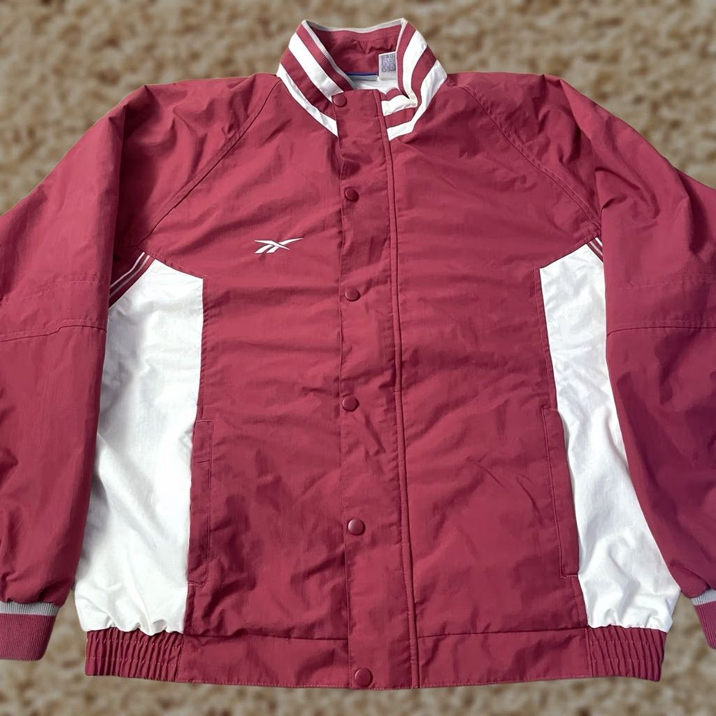 Reebok VINTAGE Reebok Windbreaker Jacket Mens XL Red 90s Y2K Full Zip Snap Button Windbreaker with Zipped Pockets Size US XL / EU 56 / 4 - 1 Thumbnail