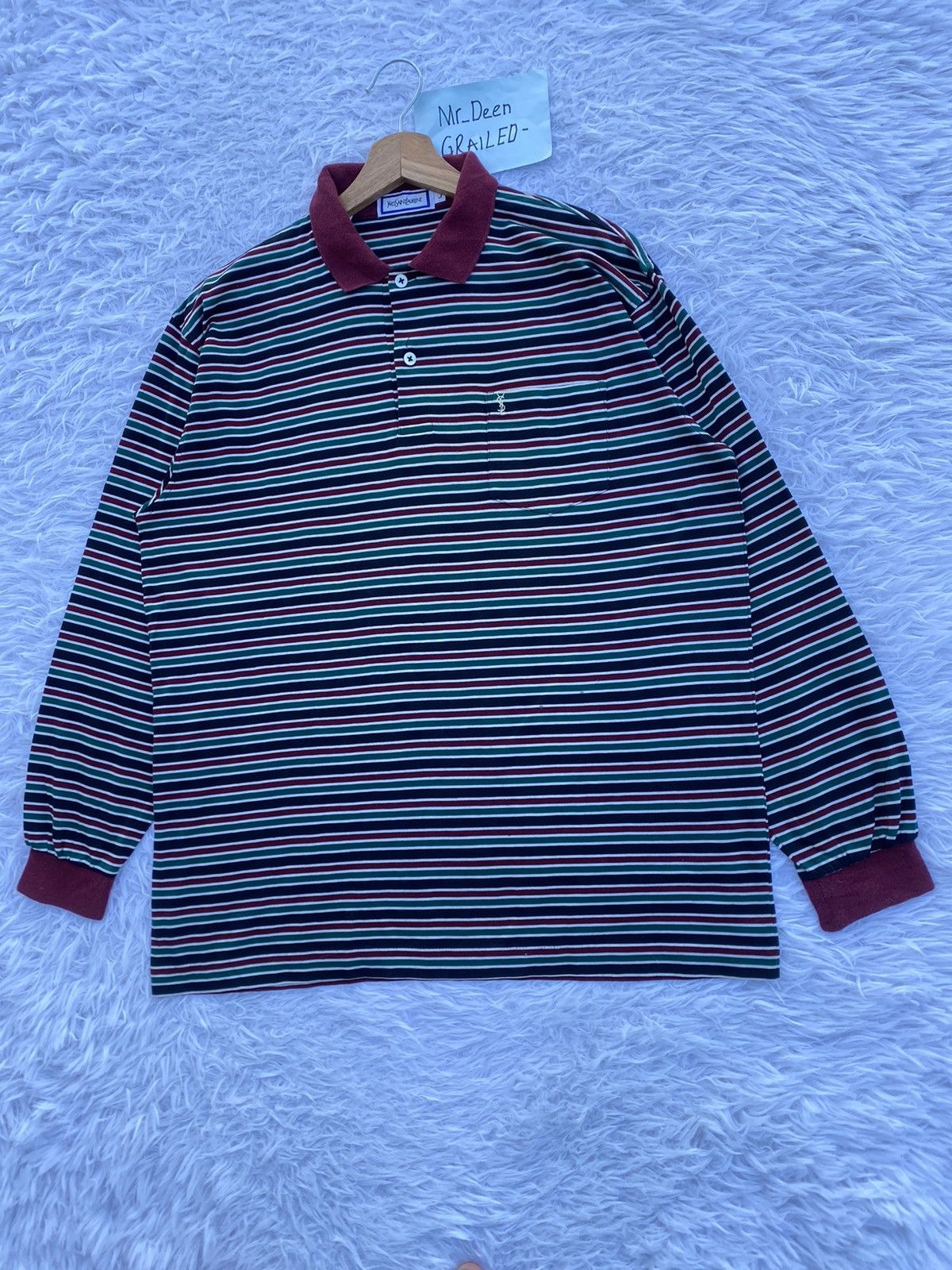 Yves Saint Laurent Rare Vintage Yves Saint Laurent YSL Striped Collar Shirt Size US M / EU 48-50 / 2 - 3 Thumbnail