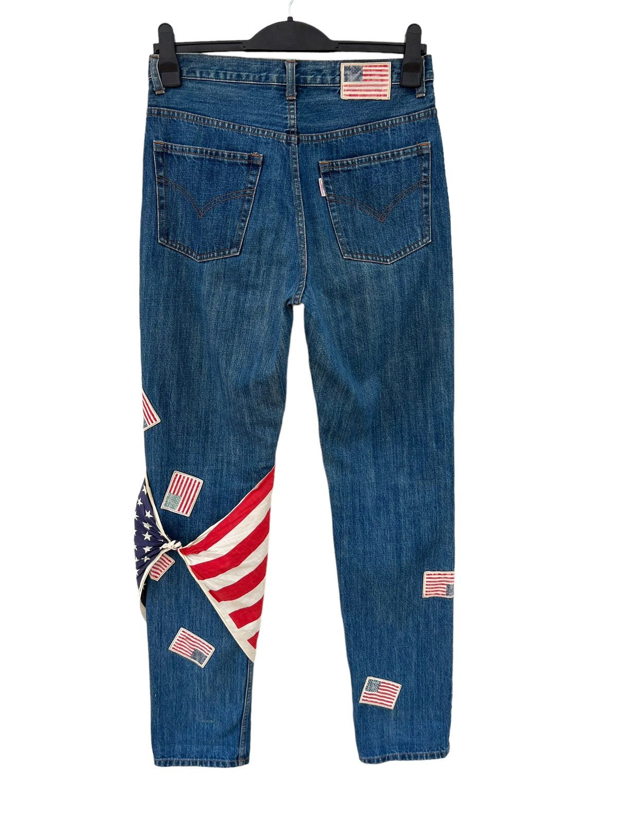 Vintage Kaneko Isao Japan USA Flag Patches Denim Jeans