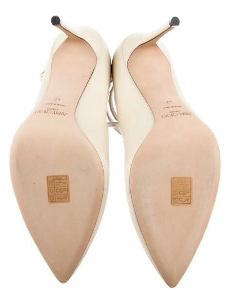 Jimmy Choo BNIB Jimmy Choo Ivory Leather Studded Ankle-Strap Heels Size US 10 / IT 40 - 5 Thumbnail