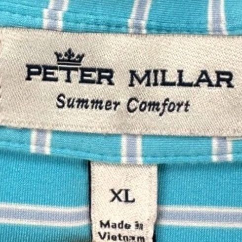 Peter Millar Peter Millar Summer Comfort Polo Shirt XL Blue Pinstripes Golf Logo Rugby Mens Short Sleeve Athletic Golfing Polo Size US XL / EU 56 / 4 - 4 Thumbnail