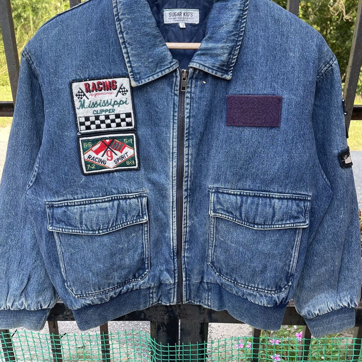 Japanese Brand × Vintage 🇯🇵Sugar Kids Stoned Wash Patchwork Racing Spirit Denim Jacket Size US M / EU 48-50 / 2 - 3 Thumbnail