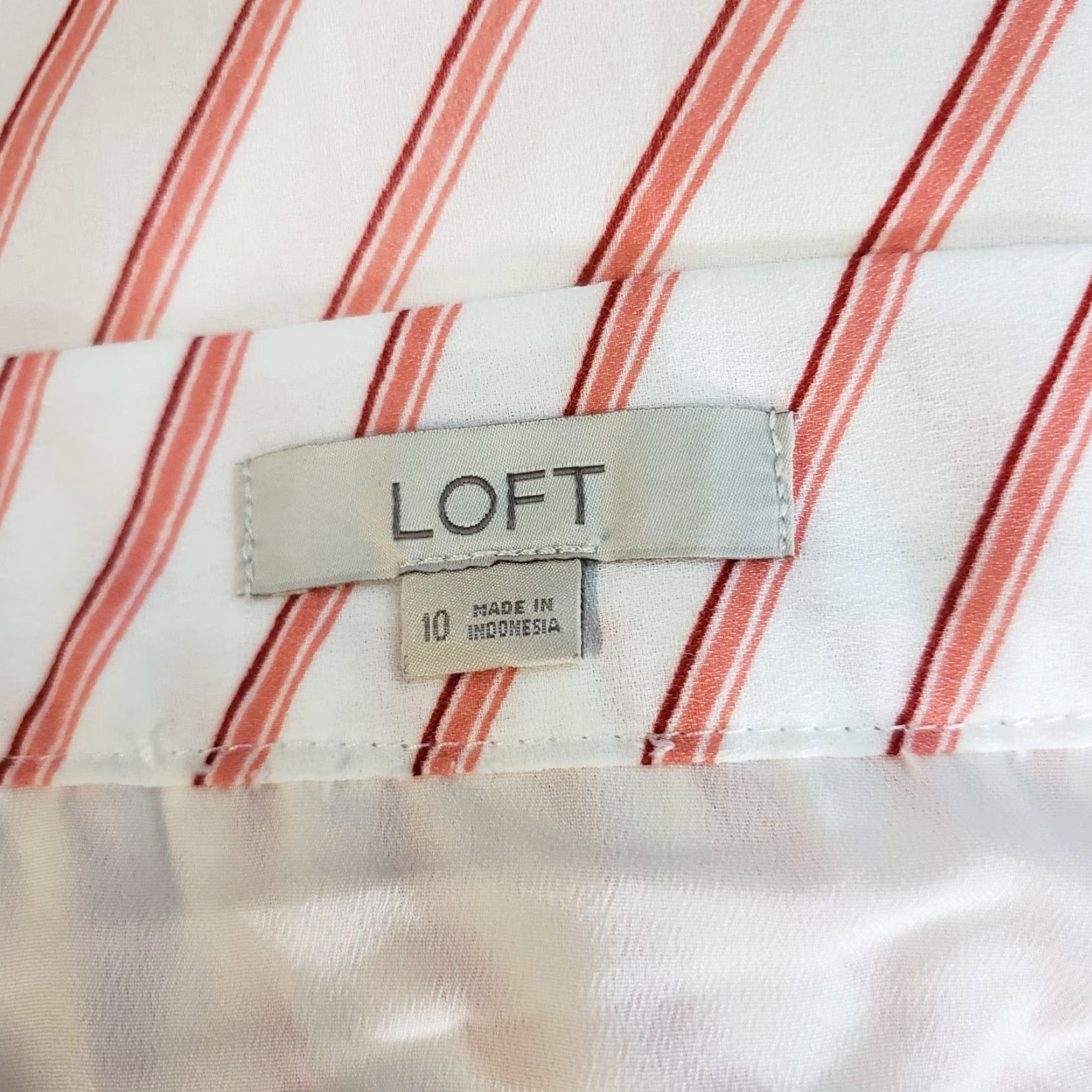 Loft LOFT Ann Taylor Womens Skirt Sz 10 Pink White Stripe Ruffle Hem Side Zip Size 32" / US 10 / IT 46 - 5 Thumbnail