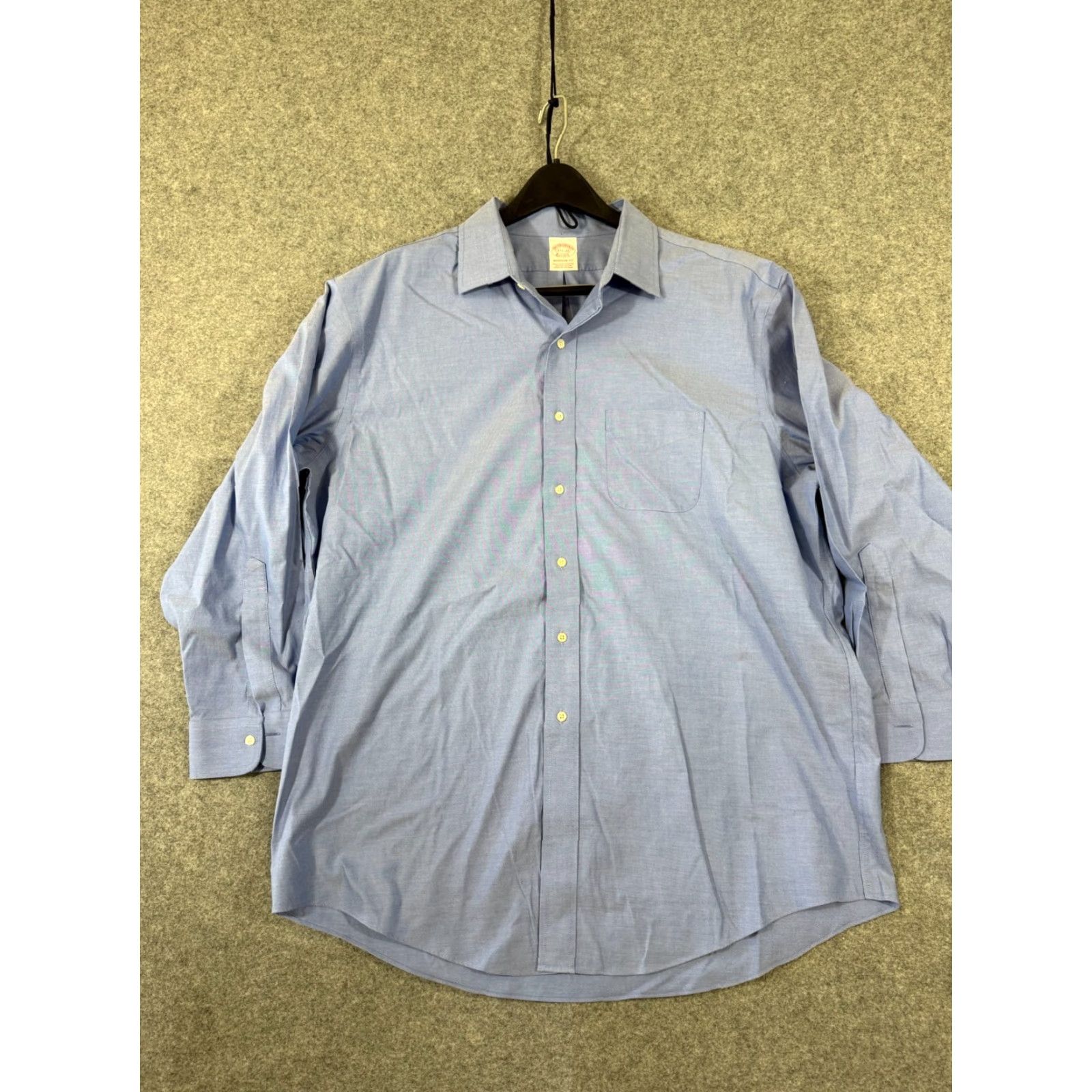 Brooks Brothers Brooks Brothers Dress Shirt Mens 17 1/2-33 Blue Stretch Madison Fit Non-Iron Shirt Regular Long Sleeve Blue Mens 17.5 53in Chest Non-Iron Size 48R - 2 Thumbnail