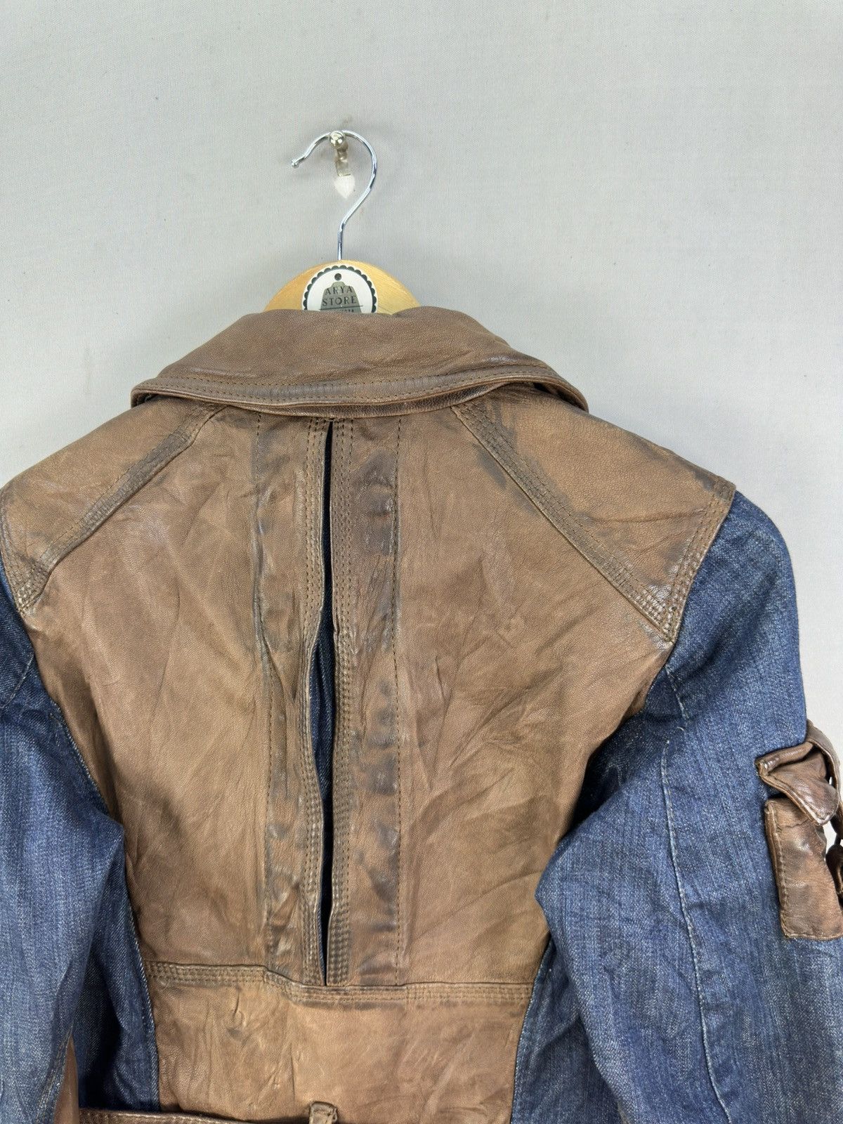 Le Grande Bleu (L.G.B.) Punk Goth Denim Leather Jacket by Evolution Size US S / EU 44-46 / 1 - 5 Thumbnail