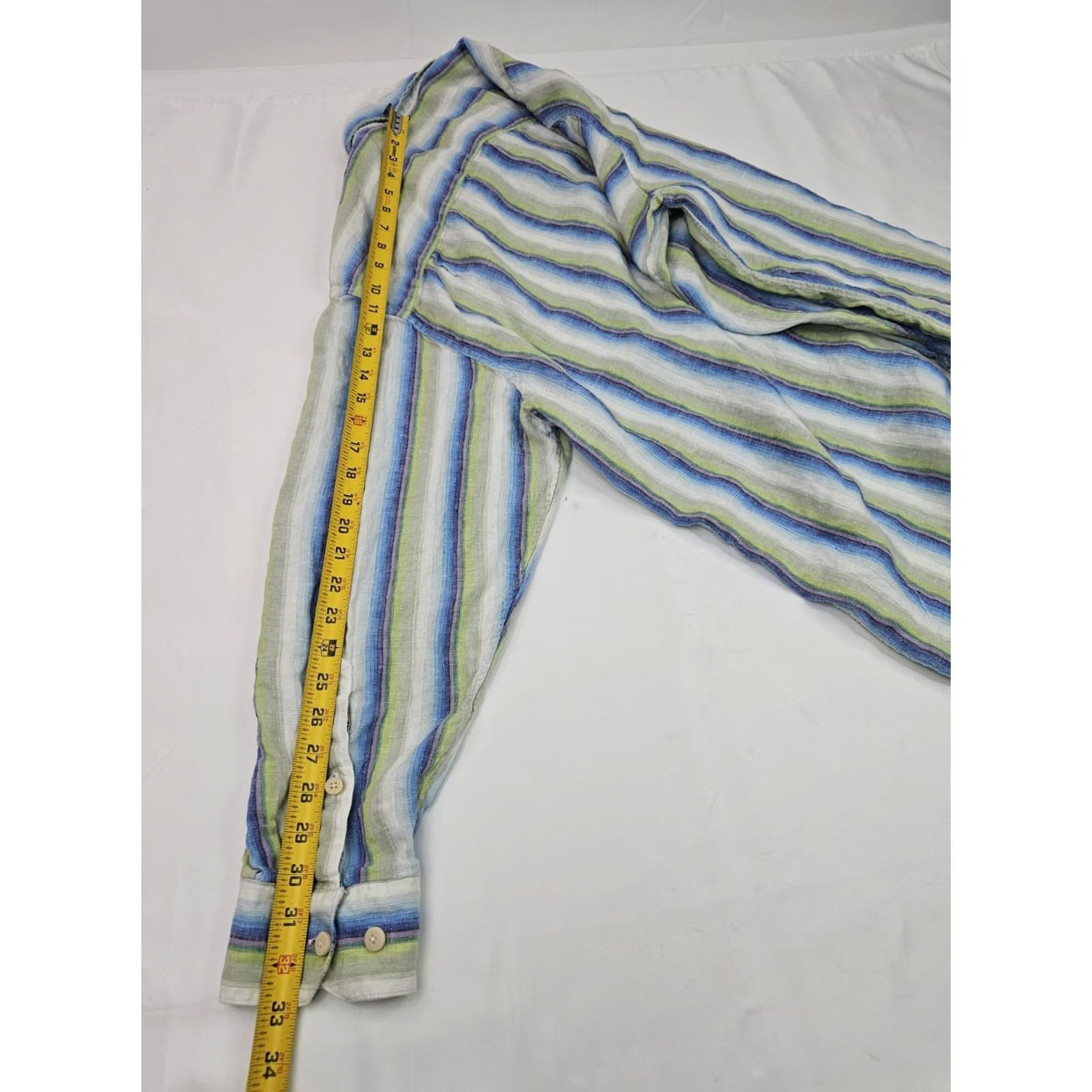 Tommy Bahama Tommy Bahama Indigo Palms Button-Up Shirt Multicolor Stripe 100% Linen LG Adults Mens Large Size US L / EU 52-54 / 3 - 8 Thumbnail
