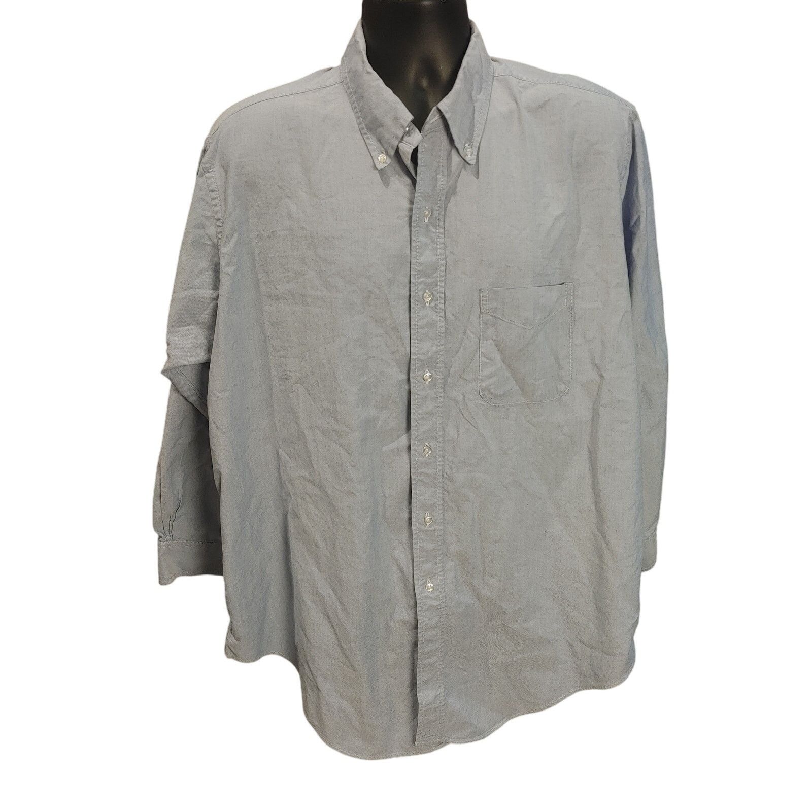 Brooks Brothers Brooks Brothers Men's 17.5 Gray Bttn Front Long Sleeve Shirt Size US L / EU 52-54 / 3 - 1 Thumbnail