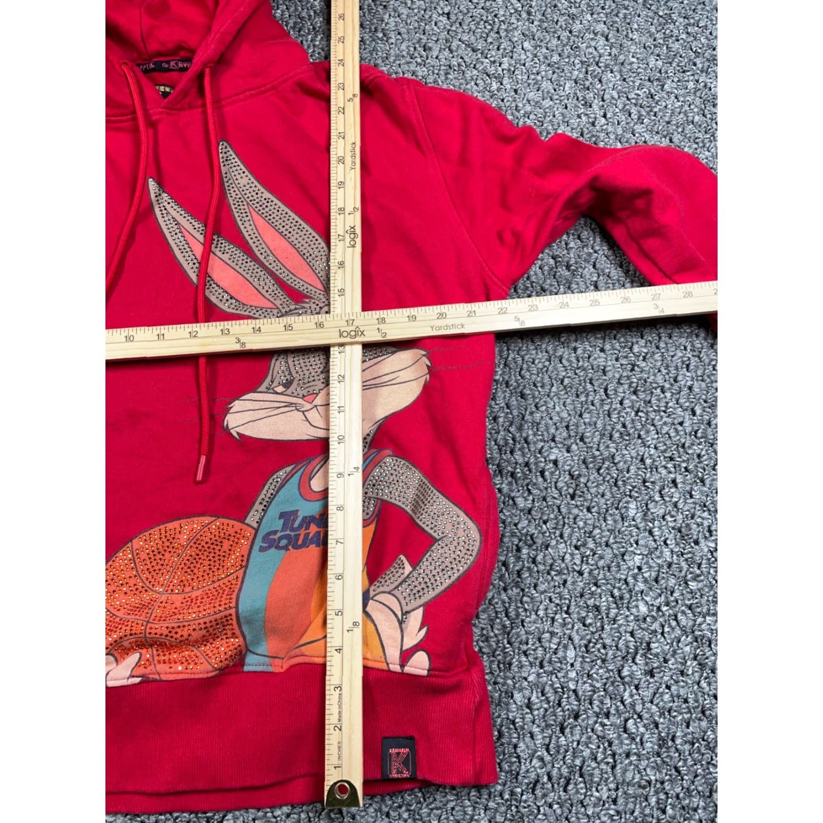 Vintage De Kryptic Space Jam Bugs Bunny Hoodie Adult Large Red Rhinestone Graphic Sweatshirt Mens Size US L / EU 52-54 / 3 - 4 Thumbnail